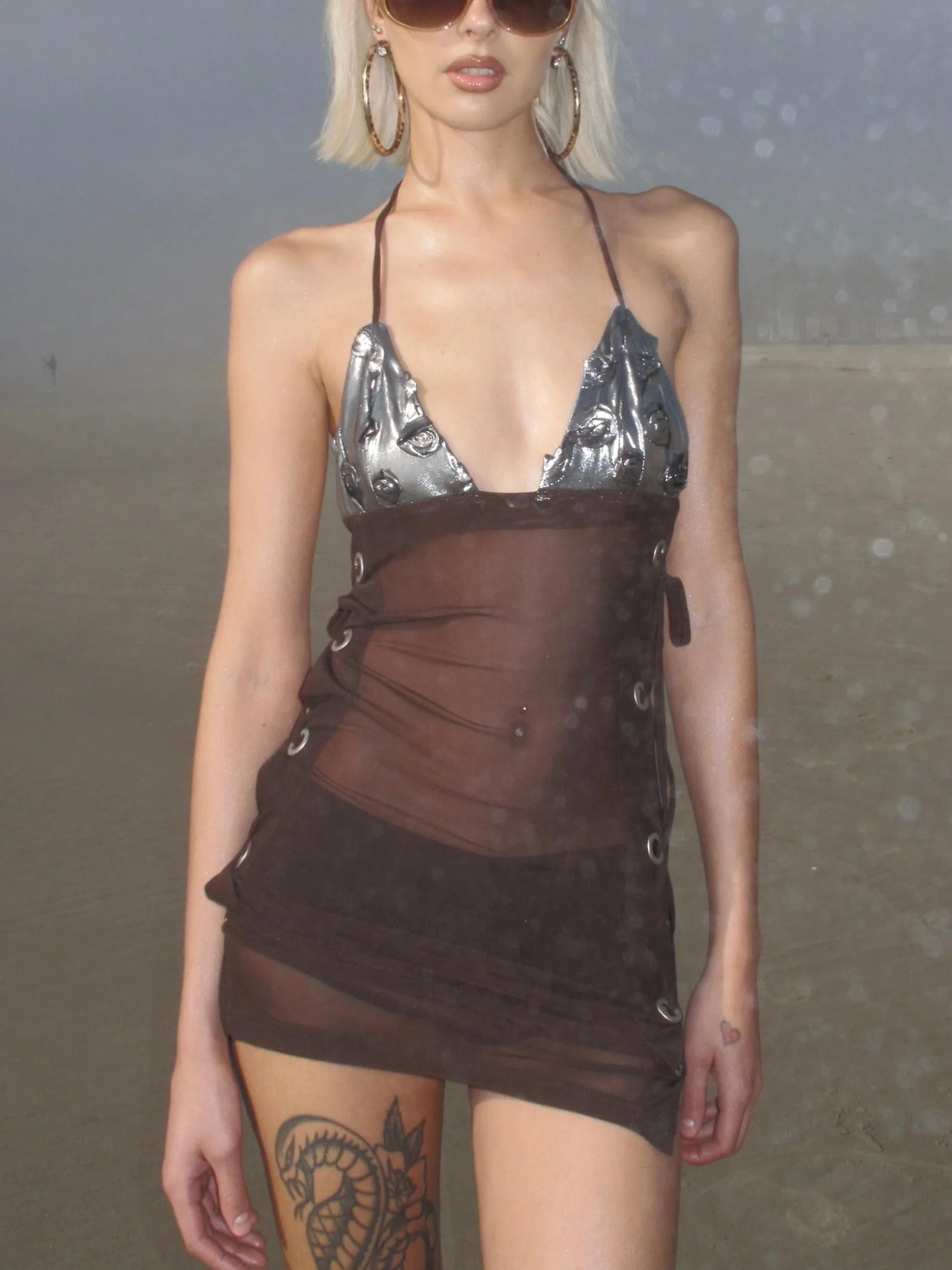 BLOOM Sheer Halter Mini Dress - Image 8