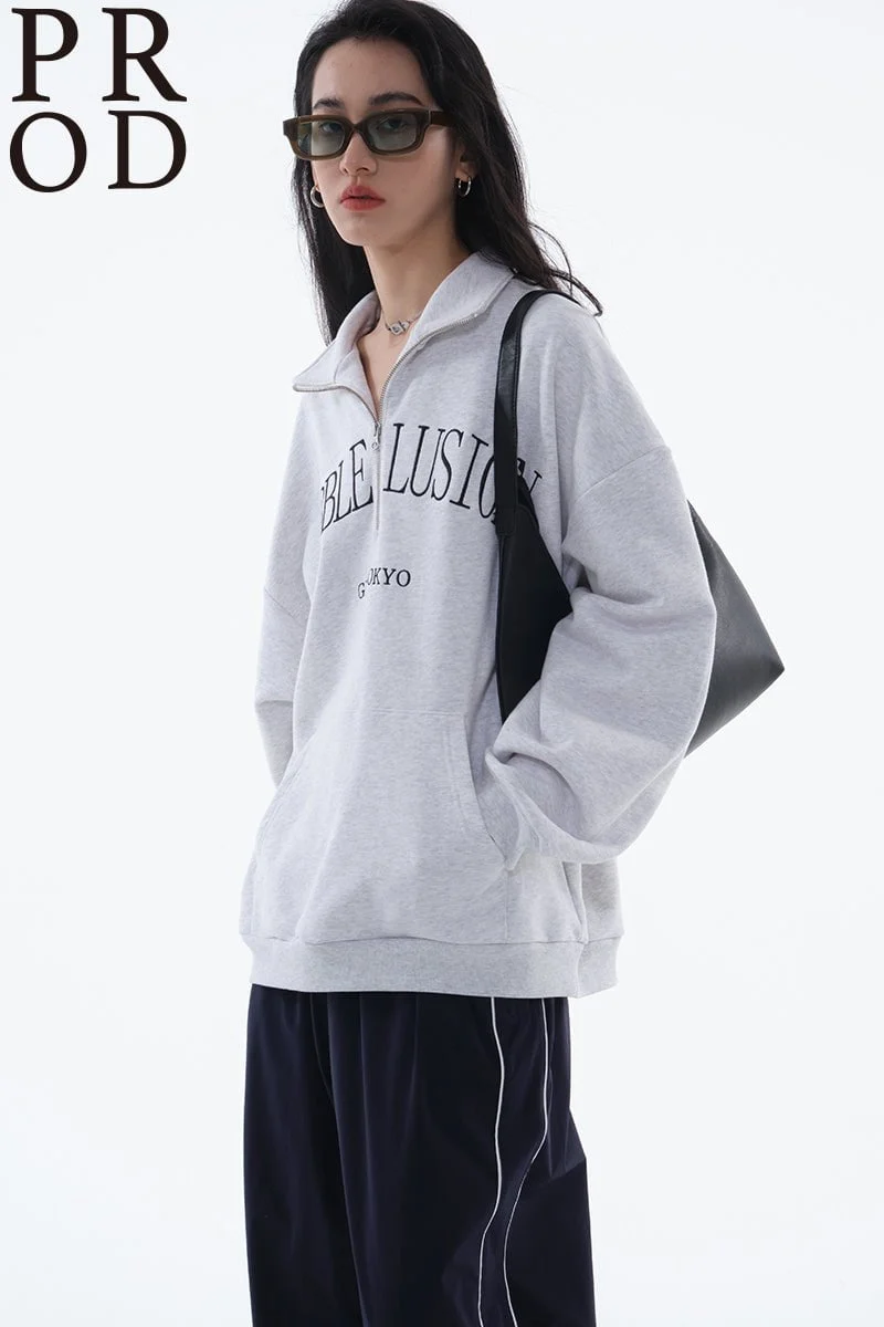 Loose Fit Bubble Lusion Collared Jumper / Gray - Image 5