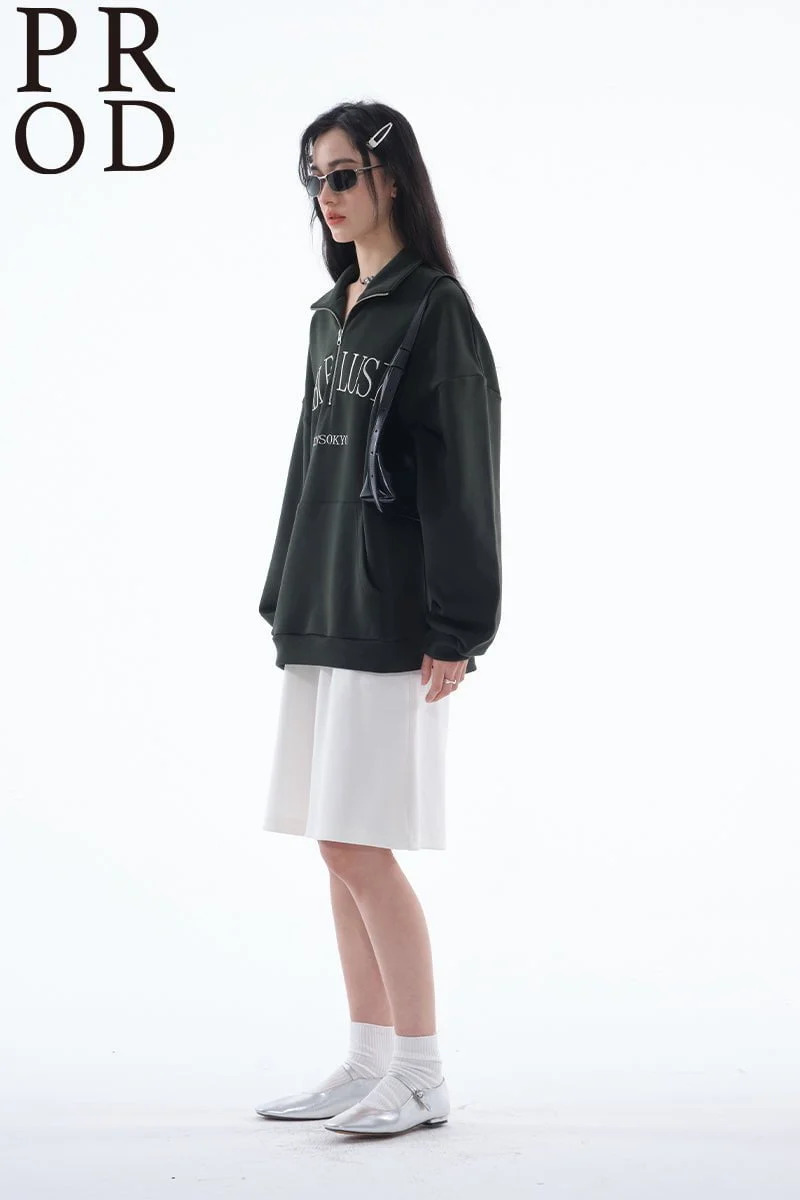 Loose Fit Bubble Lusion Collared Jumper / Green - Image 6