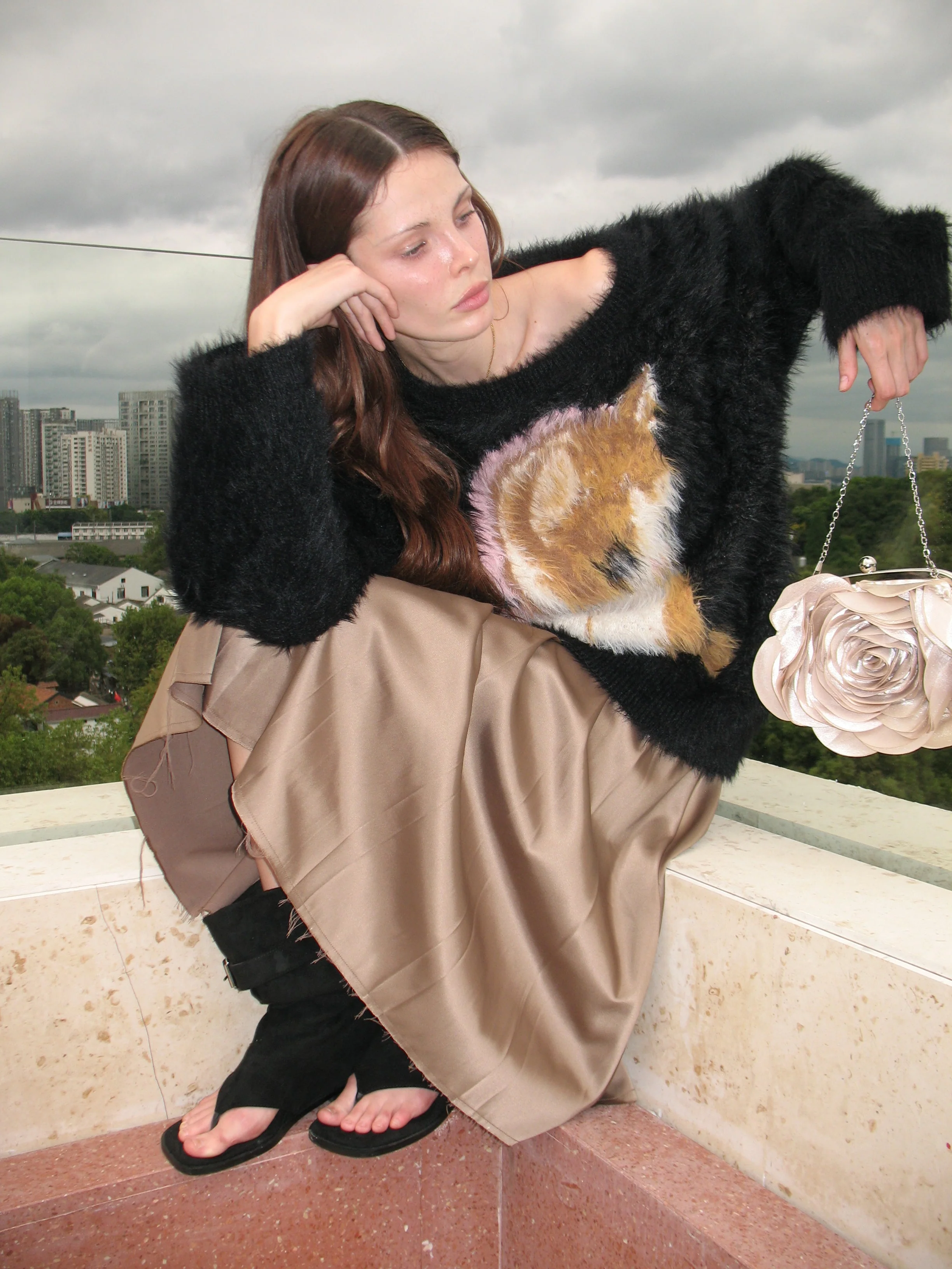 Champagne Pleated Midi Skirt - Image 3