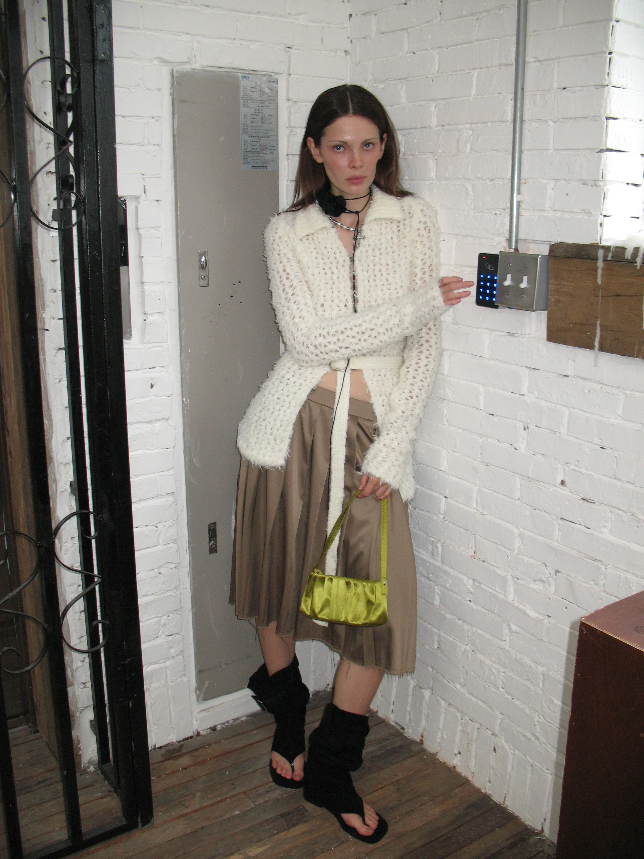Champagne Pleated Midi Skirt - Image 4