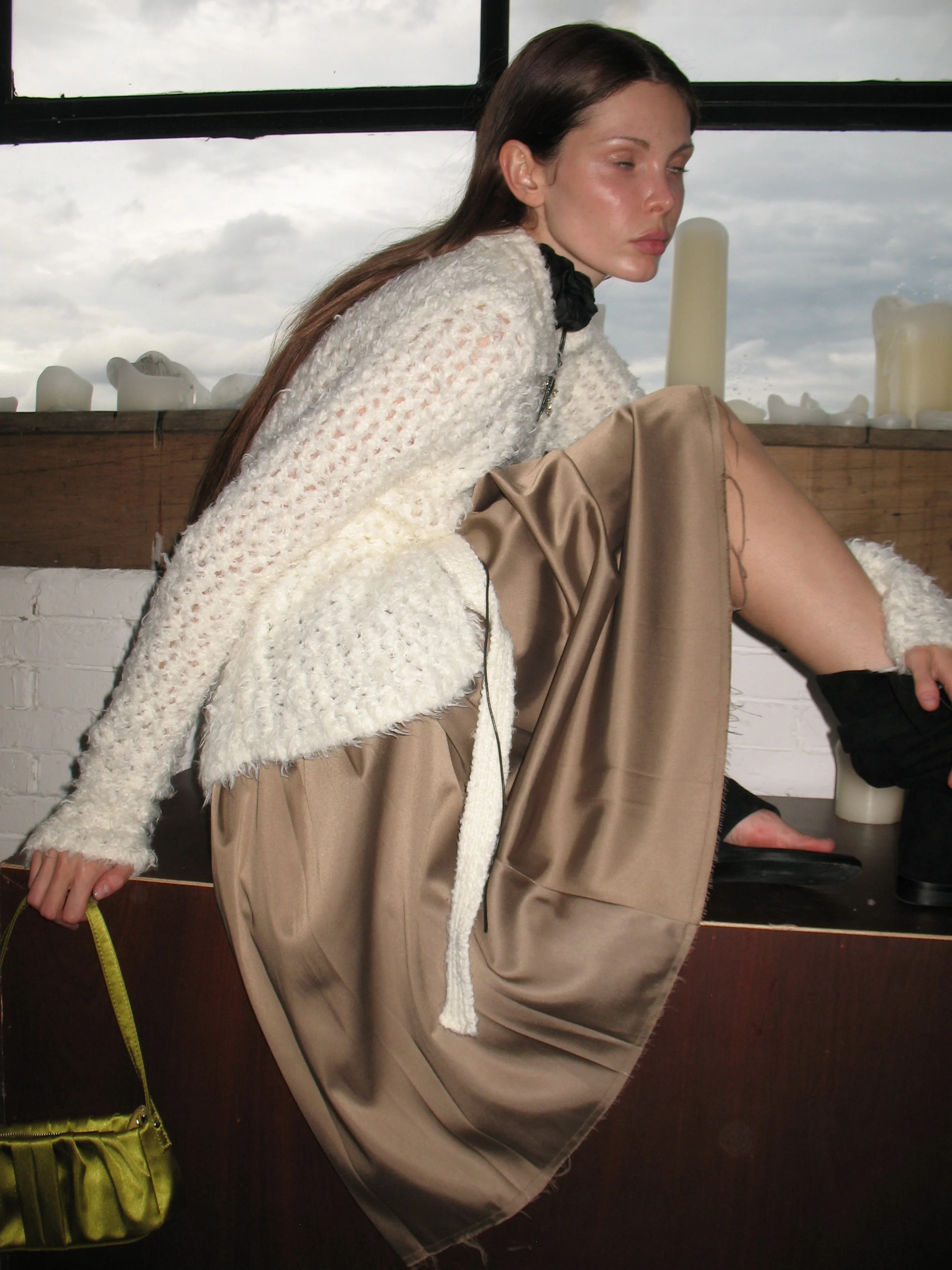 Champagne Pleated Midi Skirt - Image 5