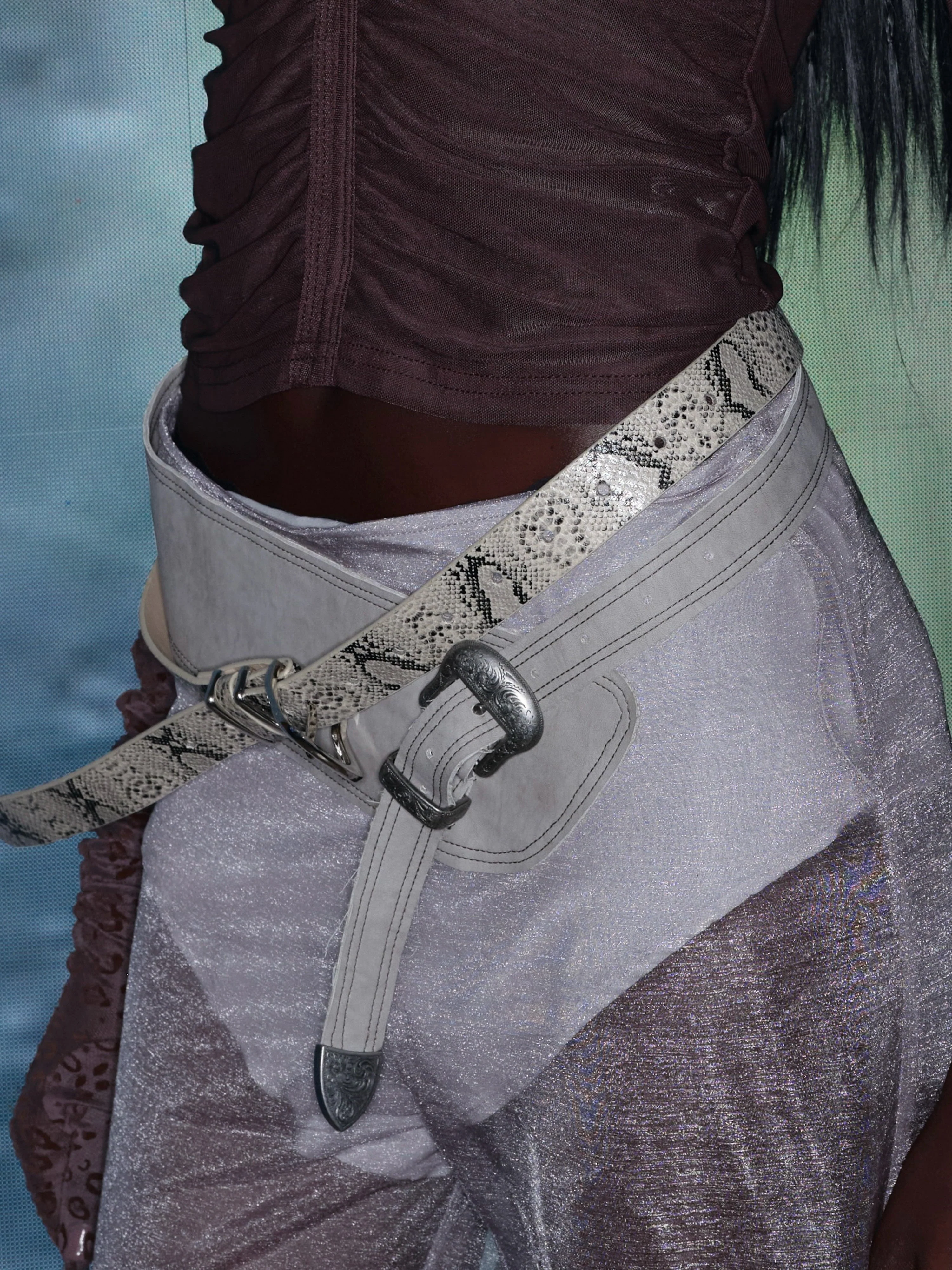 Classic Faux Snakeskin Print Belt - Image 2