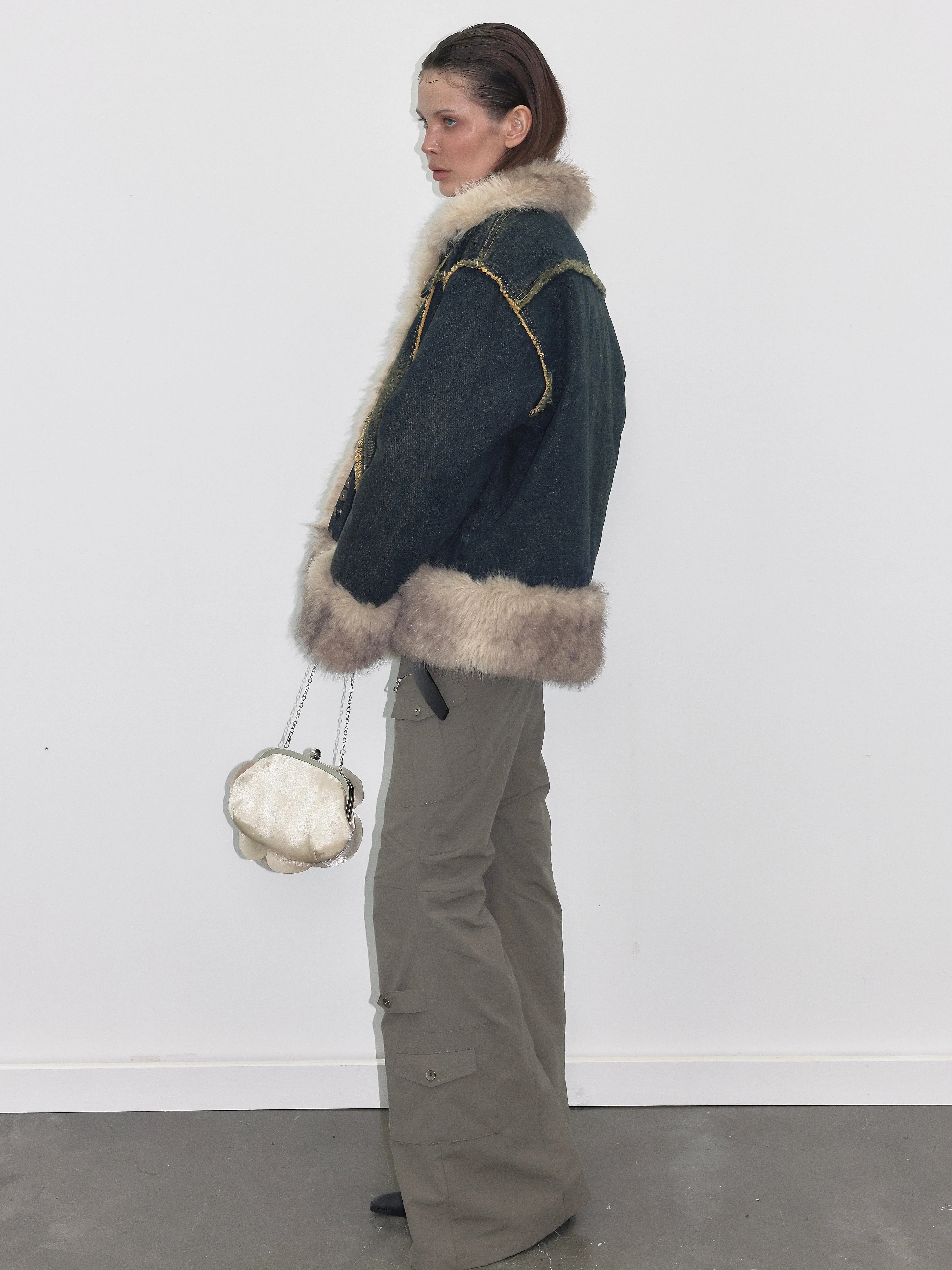 Denim Faux Fur Jacket - Image 4