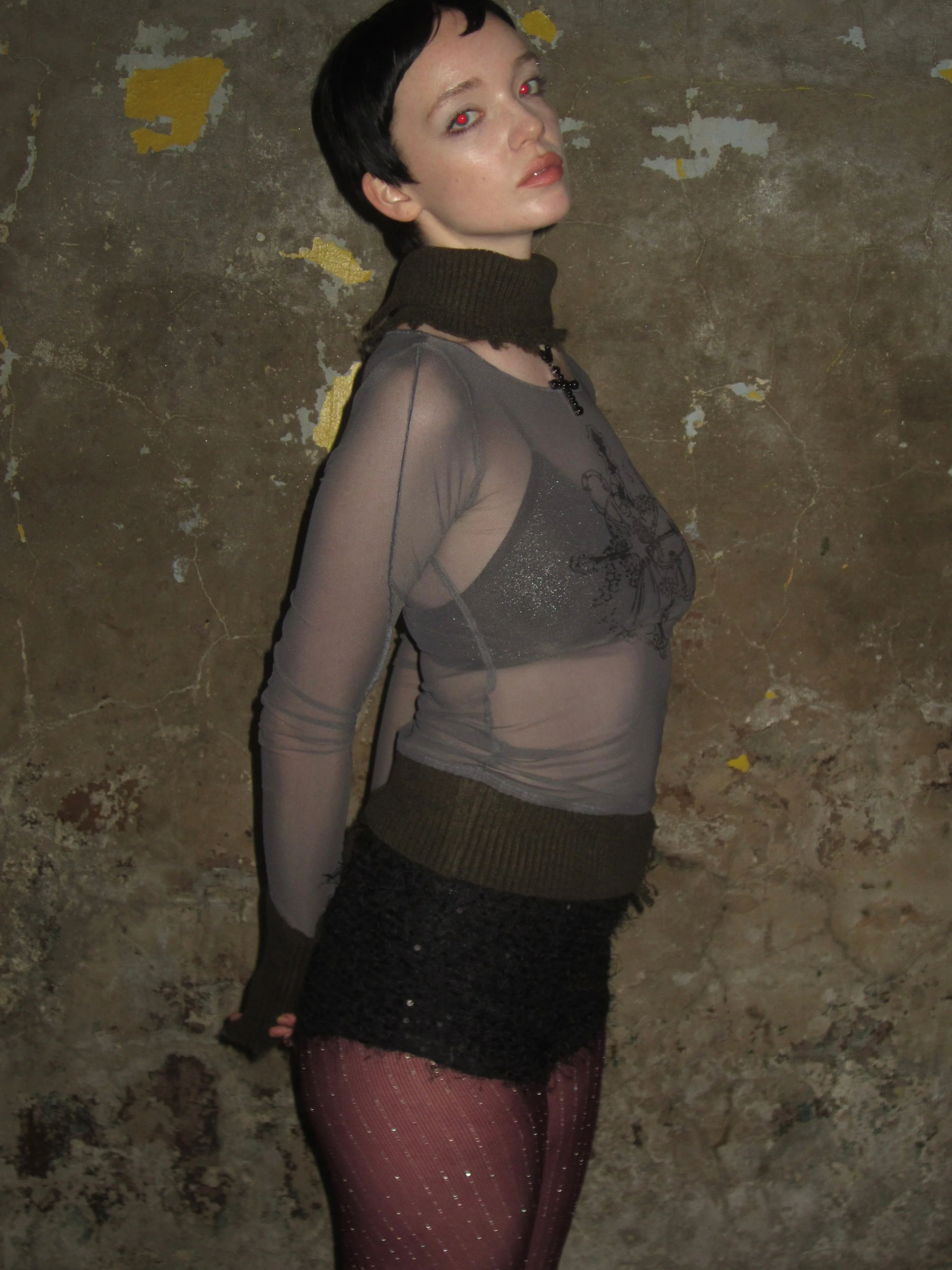 Ripped Hem Mesh Printed Long Sleeve - Image 15