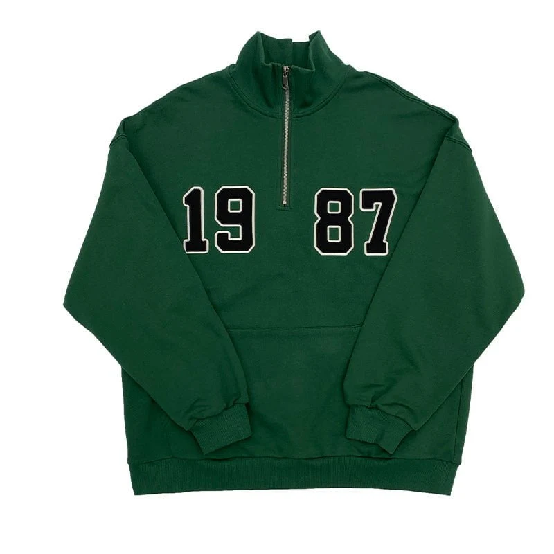 Loose Fit 1987 Quarter Zip Sweatshirt / Forest Green - Image 10