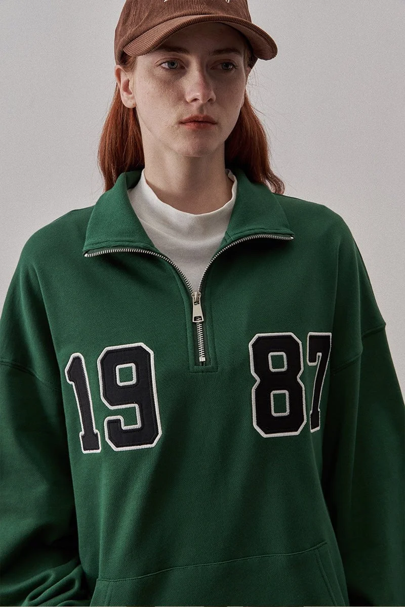 Loose Fit 1987 Quarter Zip Sweatshirt / Forest Green - Image 8