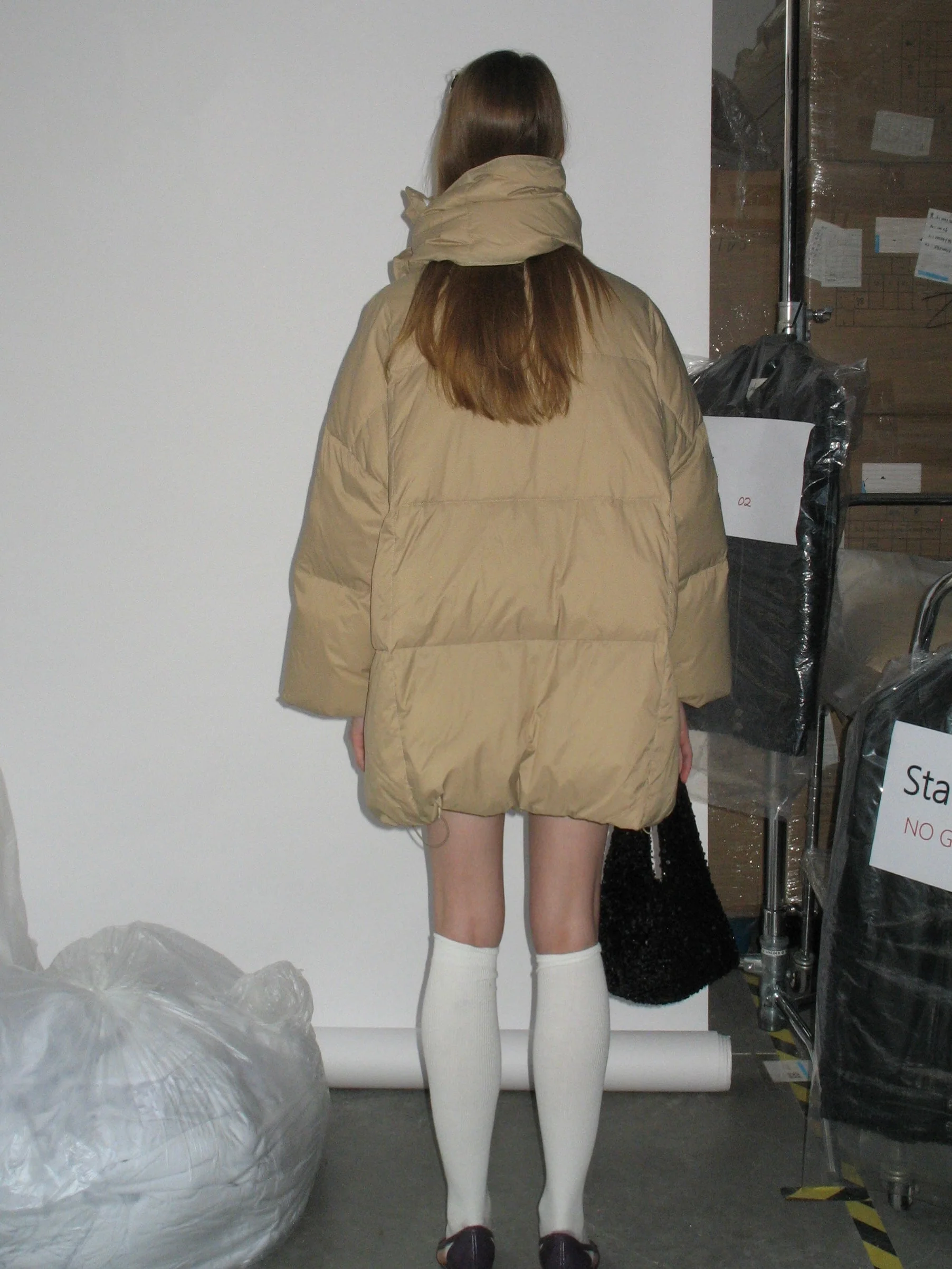 Navy Blue Down Jacket with Scarf - Image 19