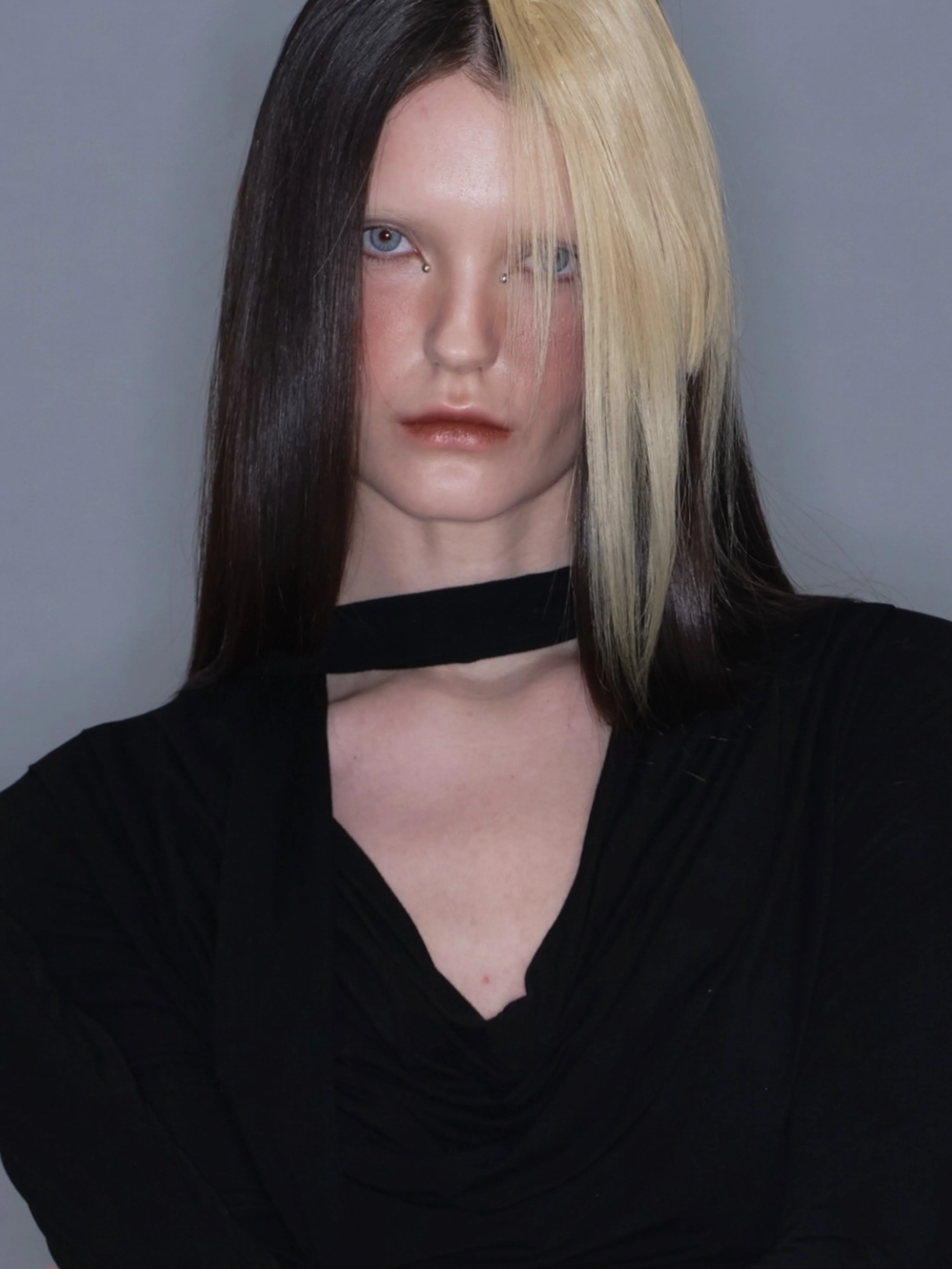 Draped Halter Tie-Neck Long Sleeve Top - Image 3