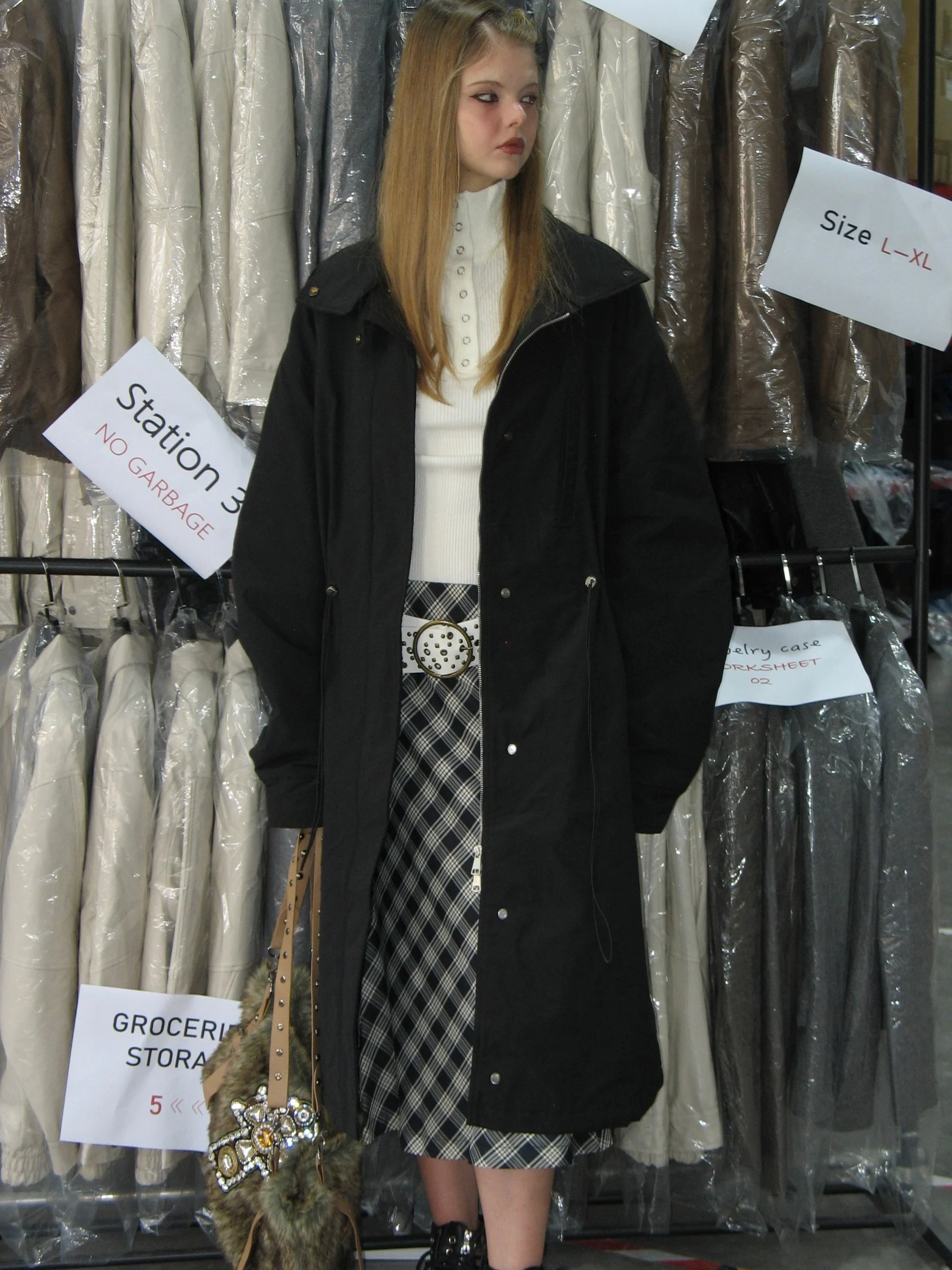 Drawstring Waist Long Winter Coat - Image 8
