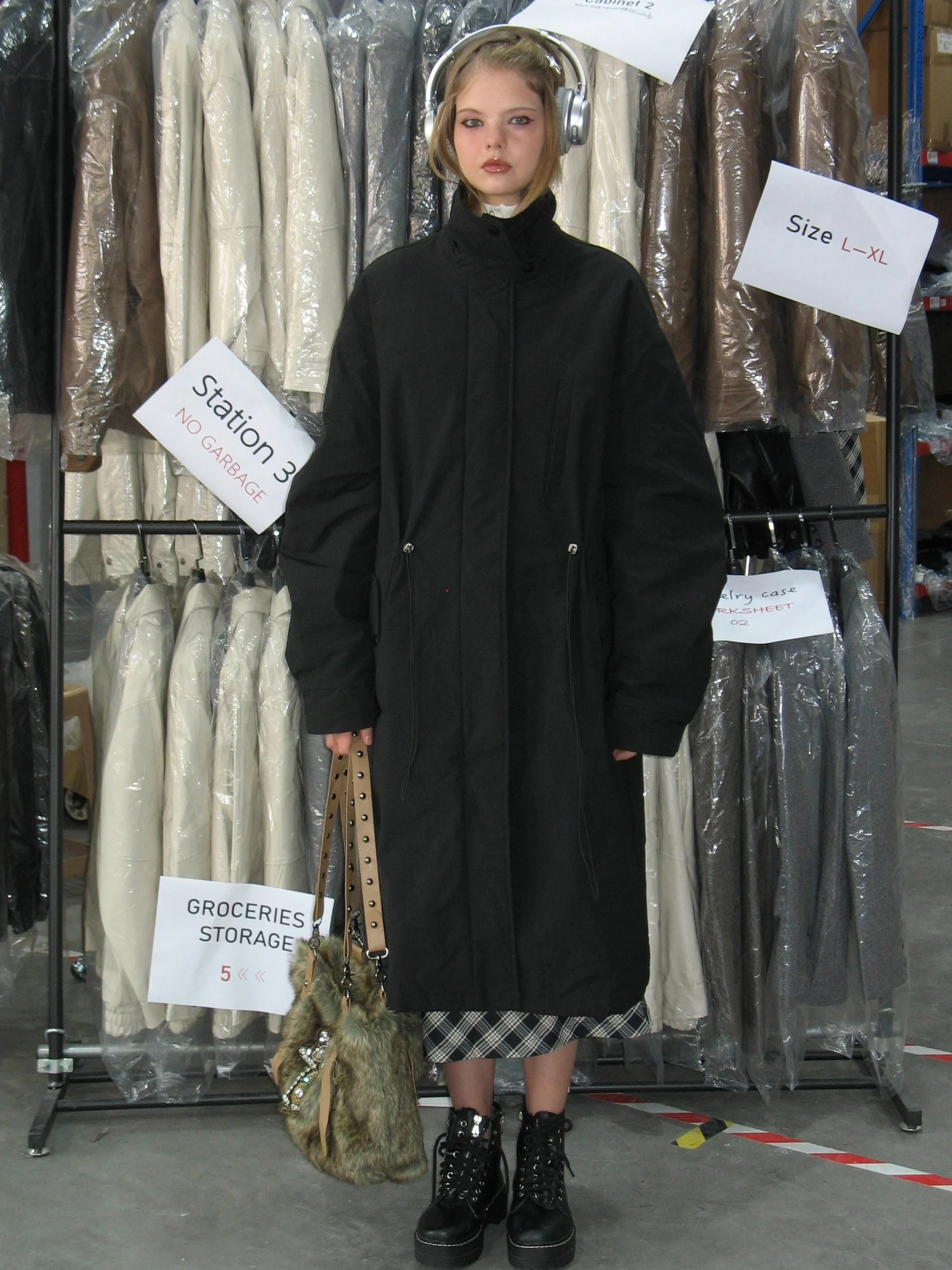 Drawstring Waist Long Winter Coat - Image 9