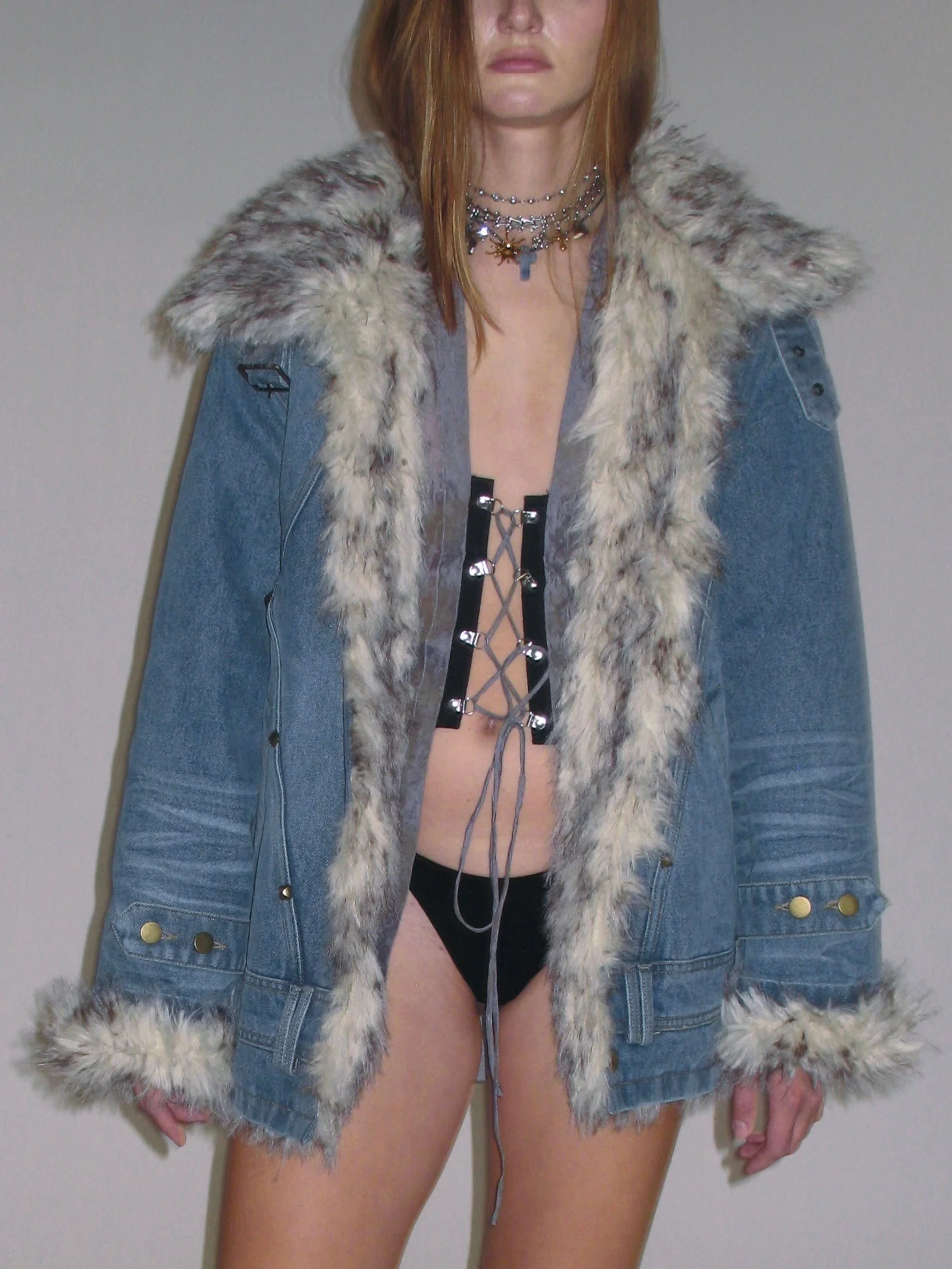 Edge Fusion Faux Fur Denim Jacket - Image 10