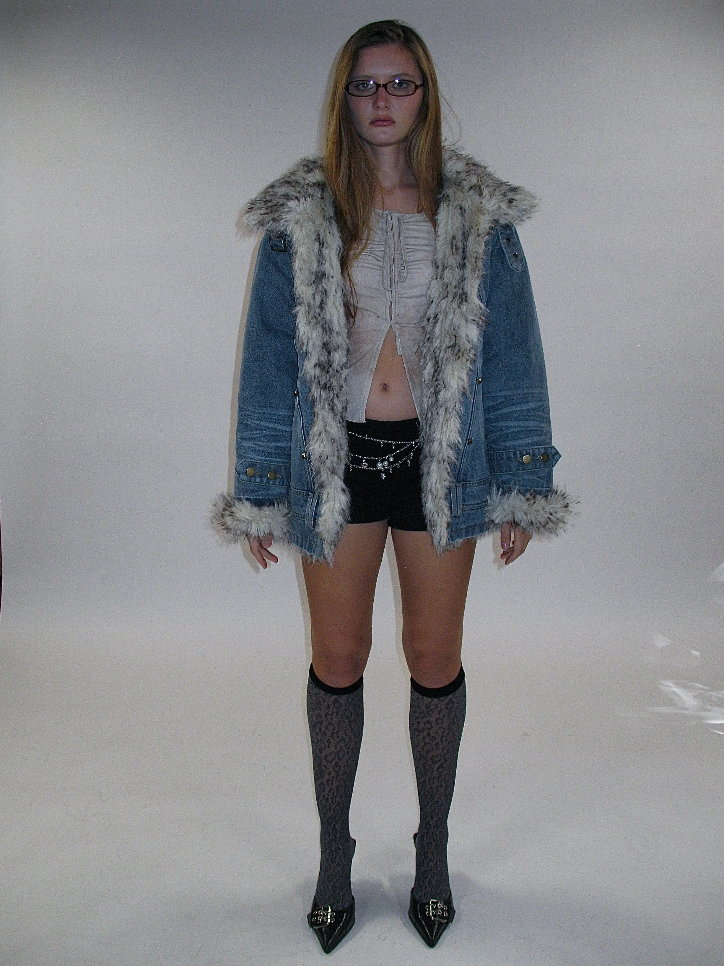 Edge Fusion Faux Fur Denim Jacket - Image 6
