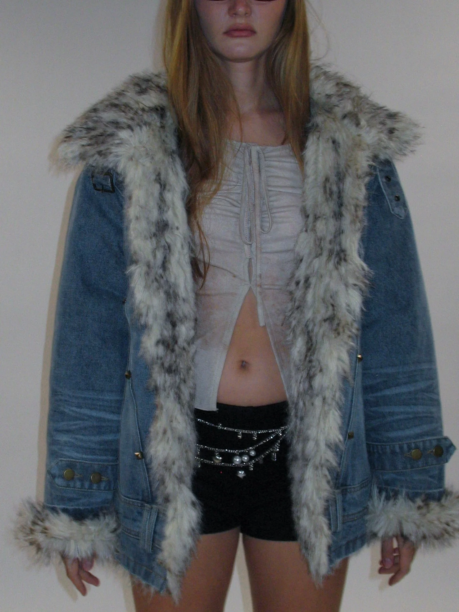Edge Fusion Faux Fur Denim Jacket - Image 7