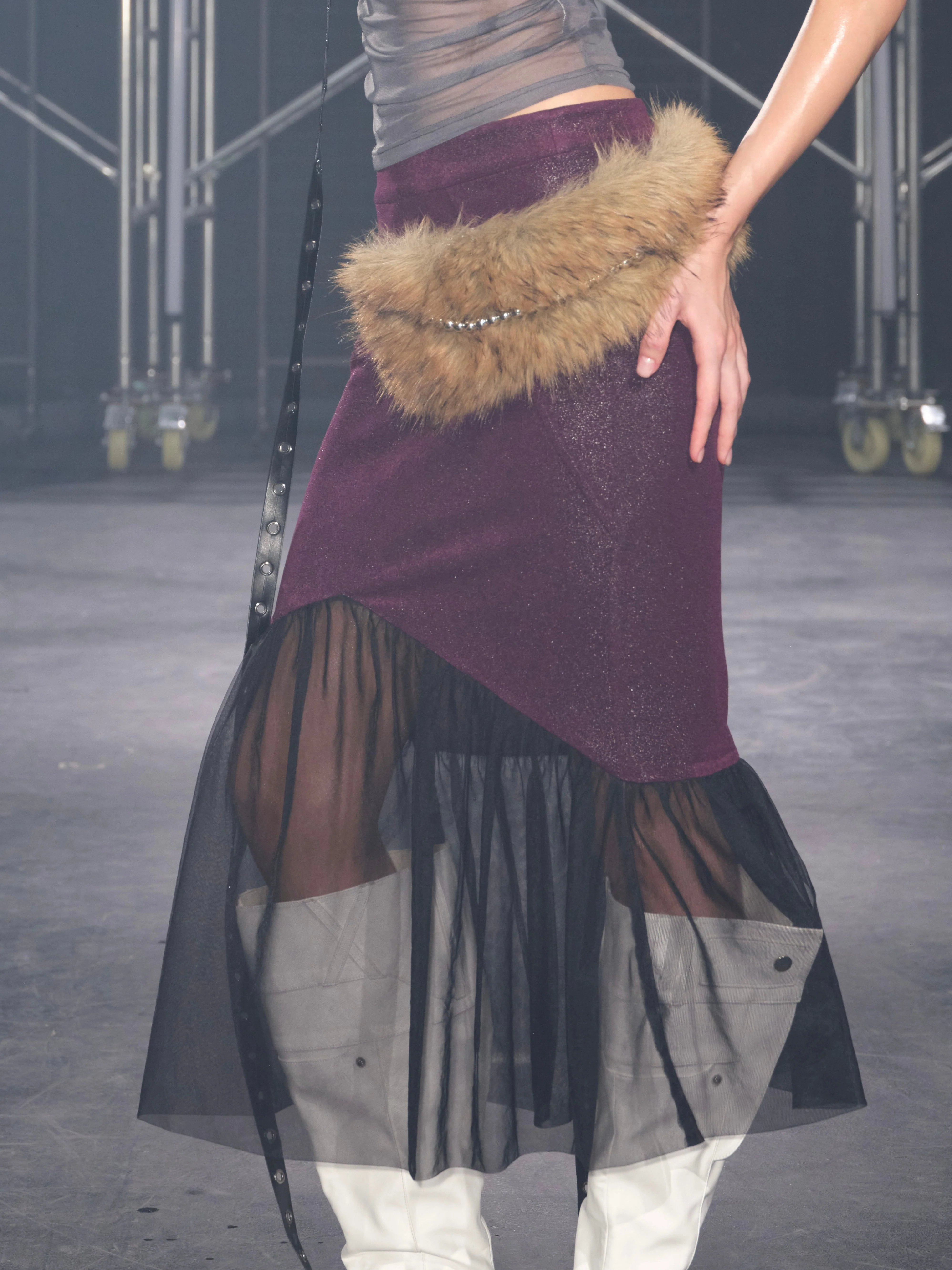 Luna Sheer Mesh Skirt Purple - Image 3