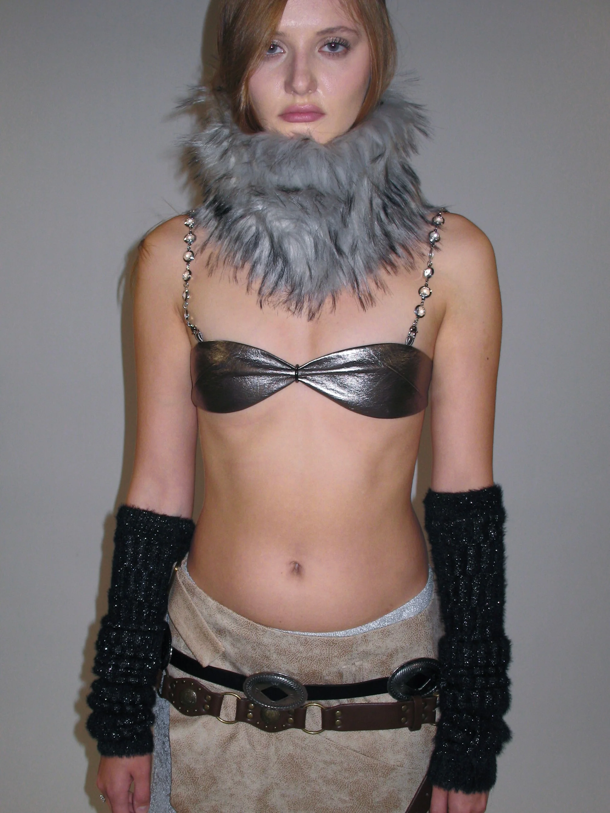 Faux Leather Chain Bra Top/ Silver - Image 4