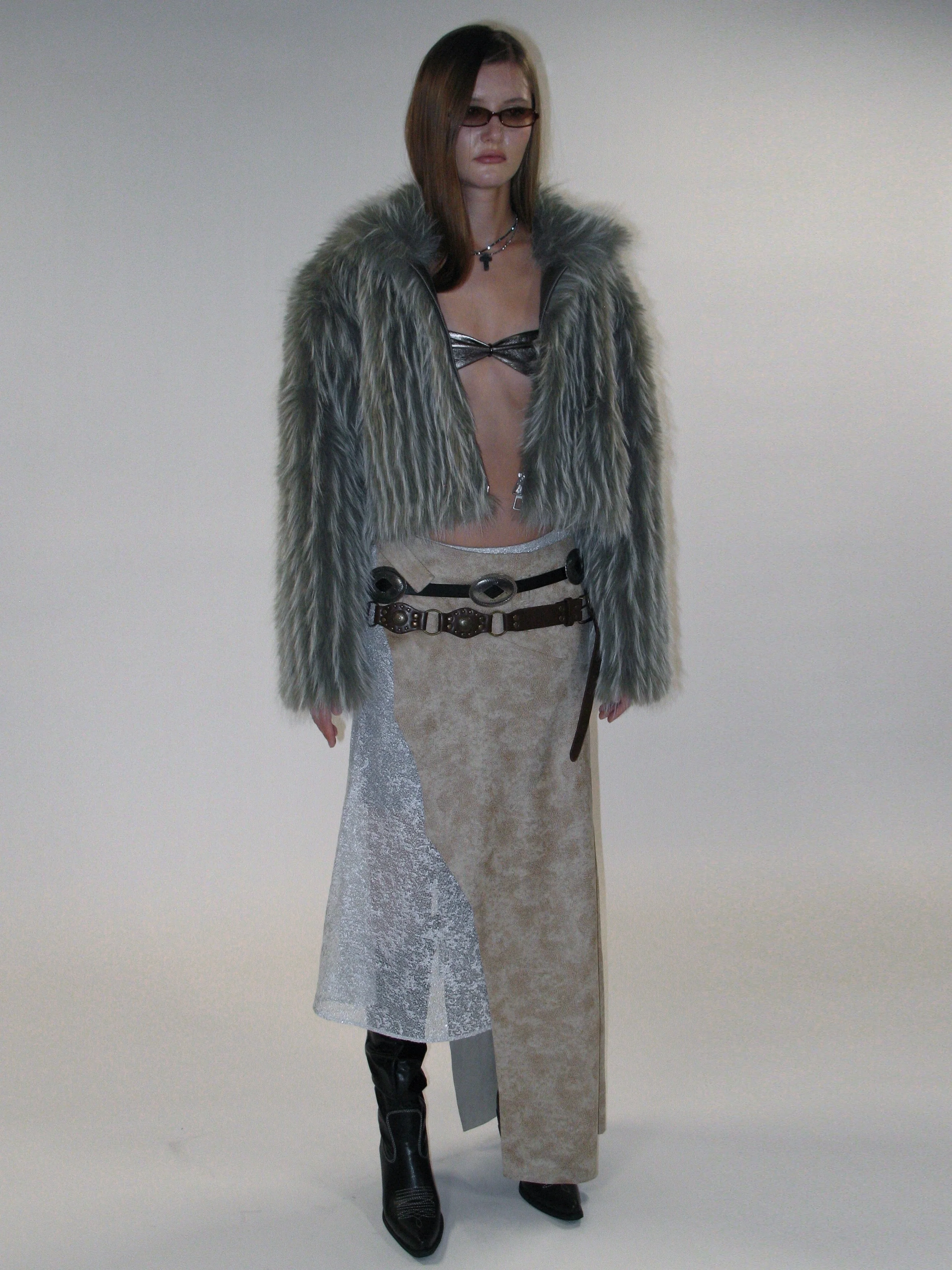 Faux Leather Overlay Midi Skirt - Image 7