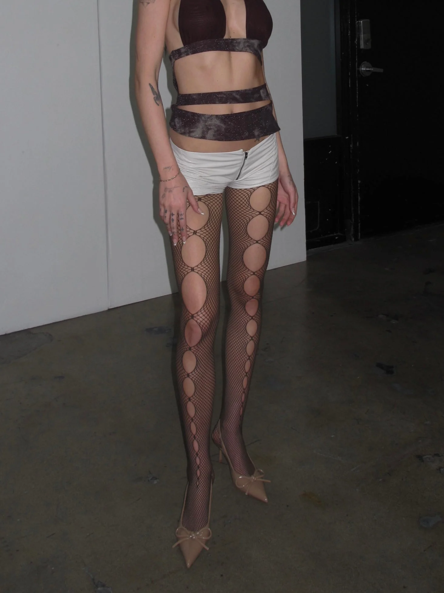 Front & Side Cut Oval Fishnet Tights
