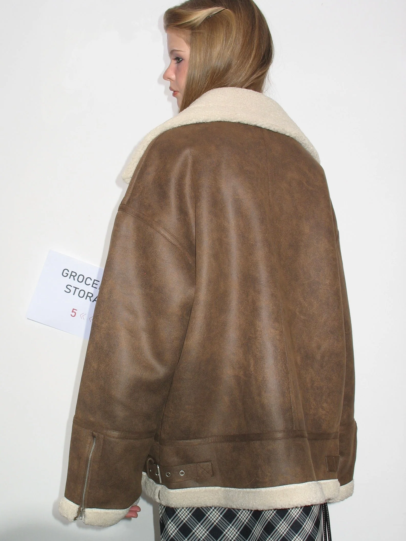 Aviator Brown Sherpa Jacket - Image 6