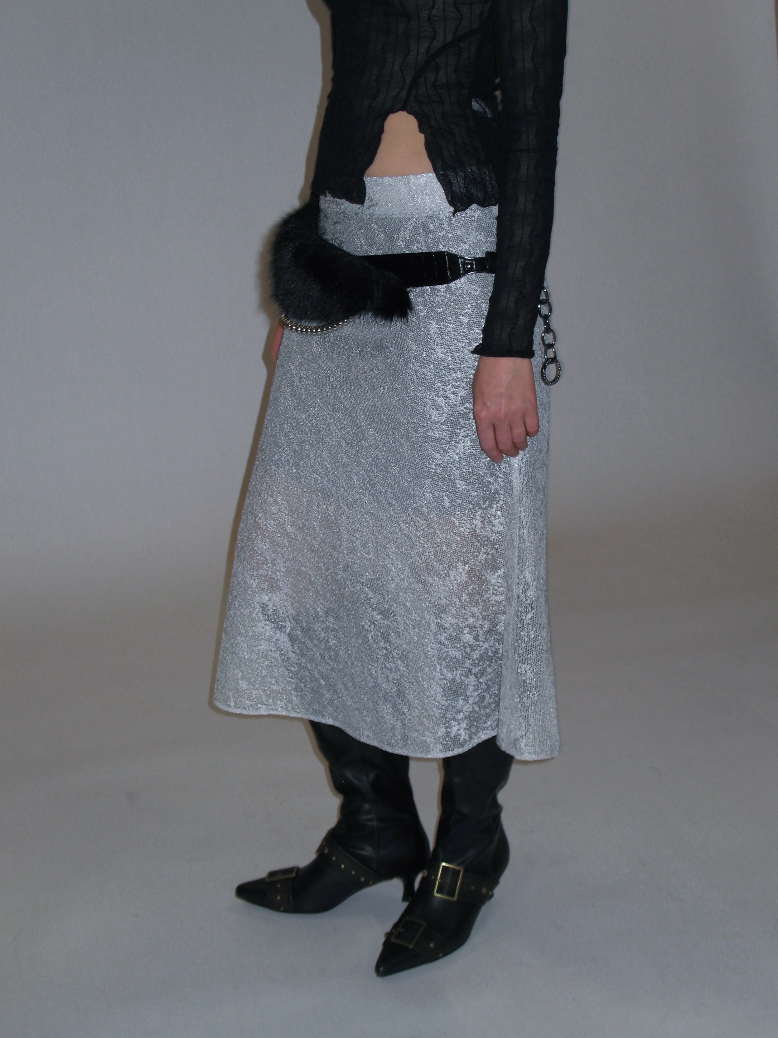 Faux Fur Waist Wide Belt - Image 4