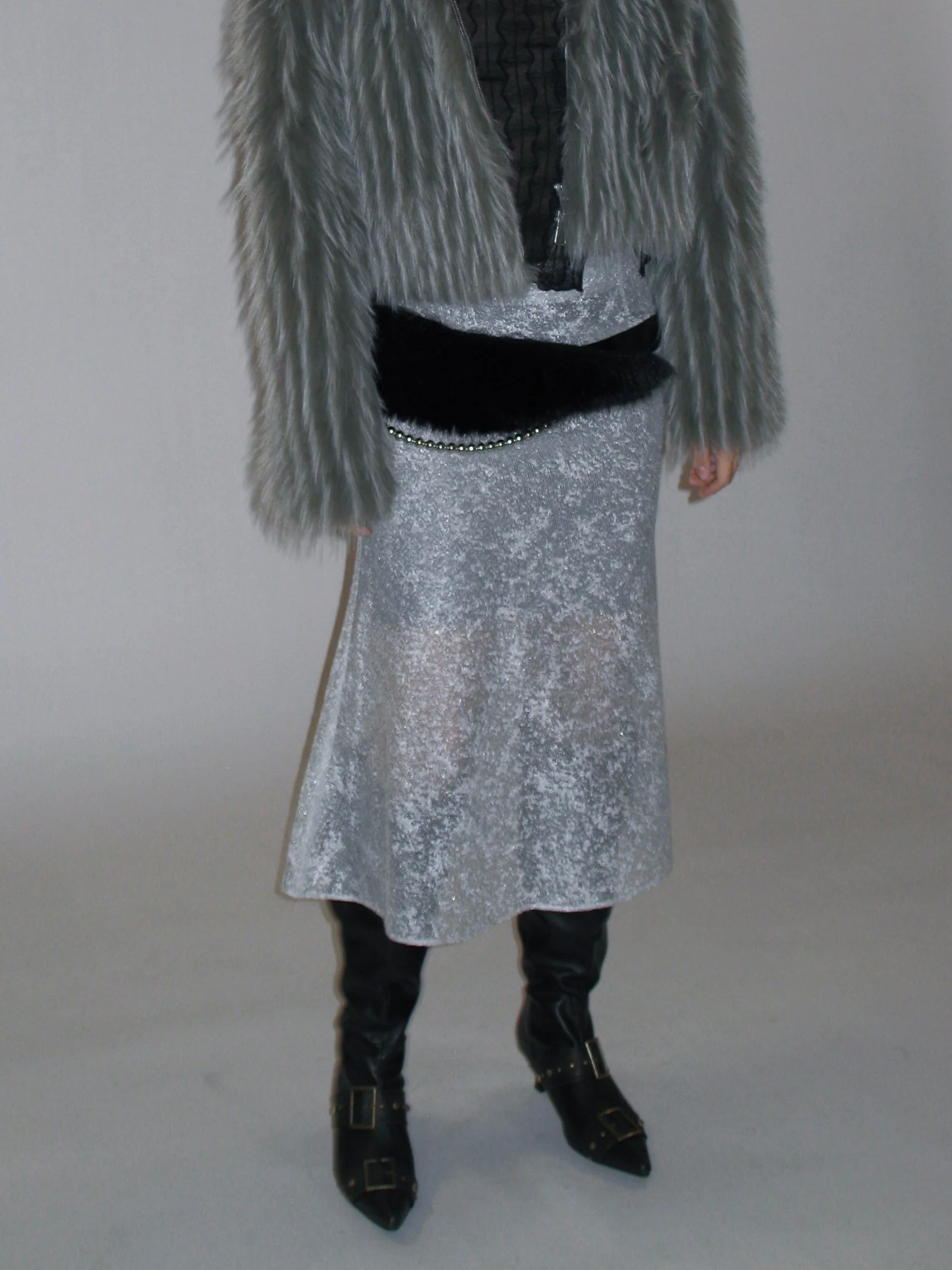 Faux Fur Waist Wide Belt - Image 5