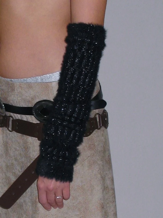 Fuzzy Knitted Shimmer Arm Warmer - Image 2