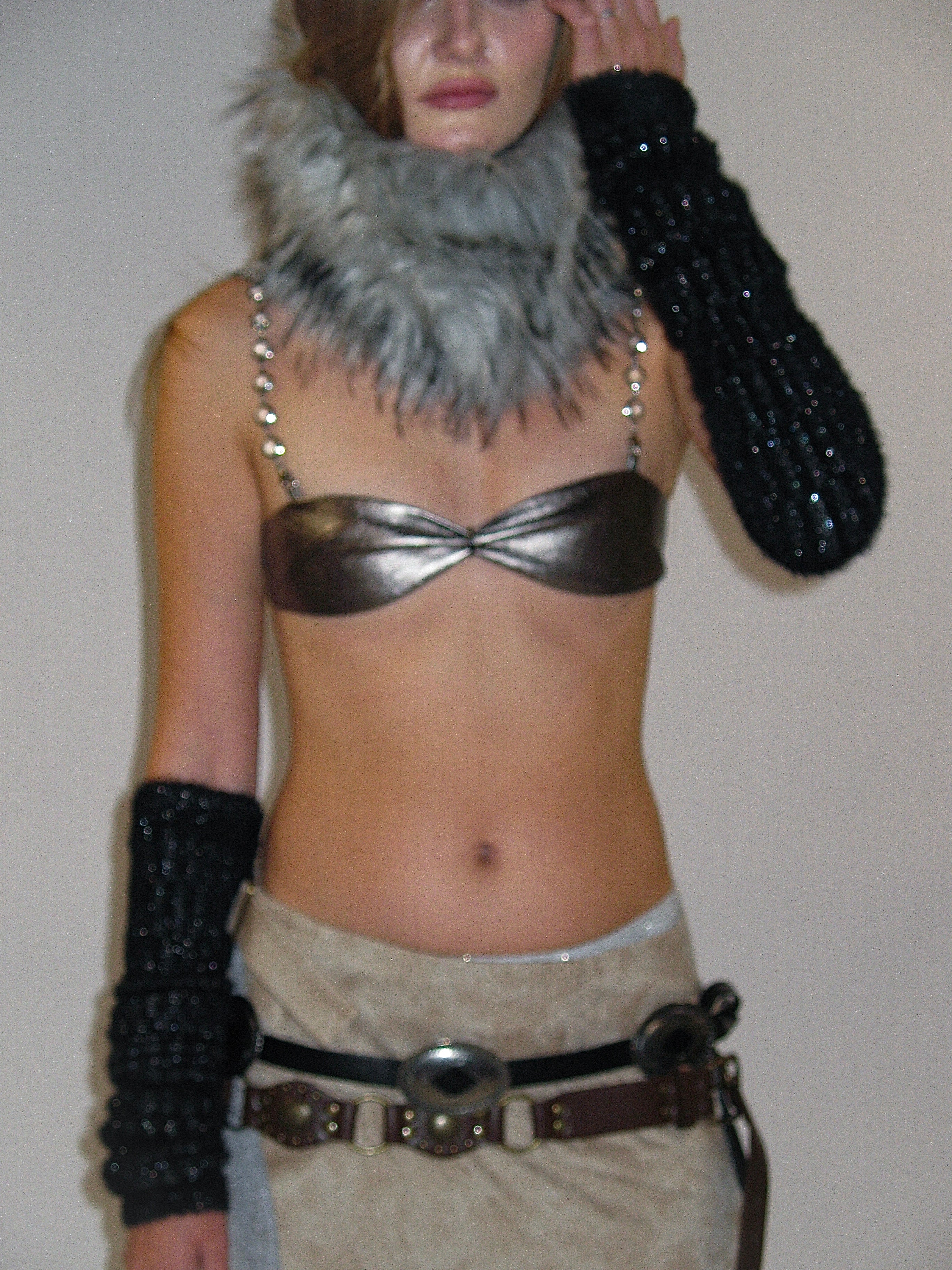 Fuzzy Knitted Shimmer Arm Warmer - Image 3