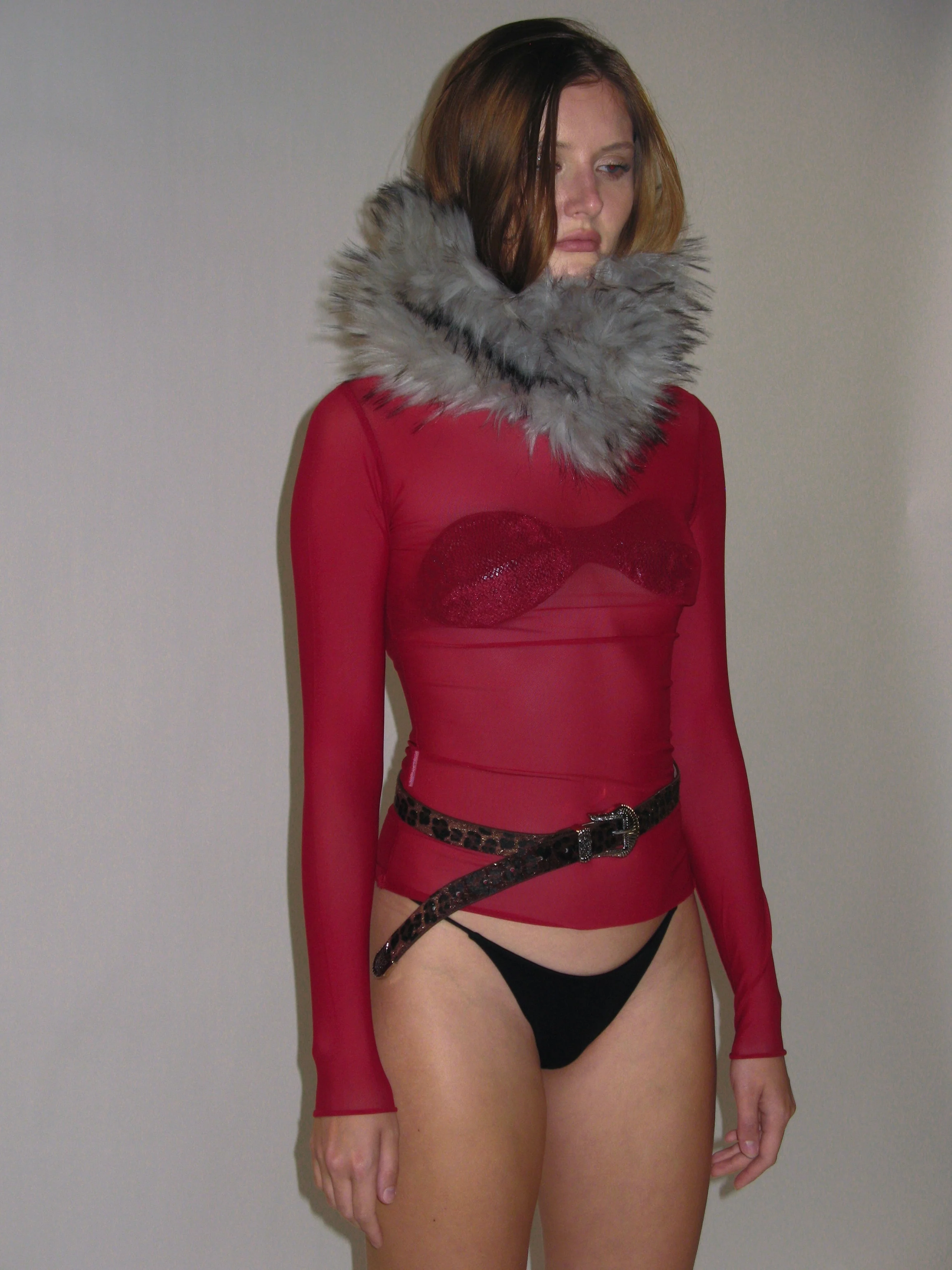 Gray Plush Faux Fur Neckwarmer - Image 4