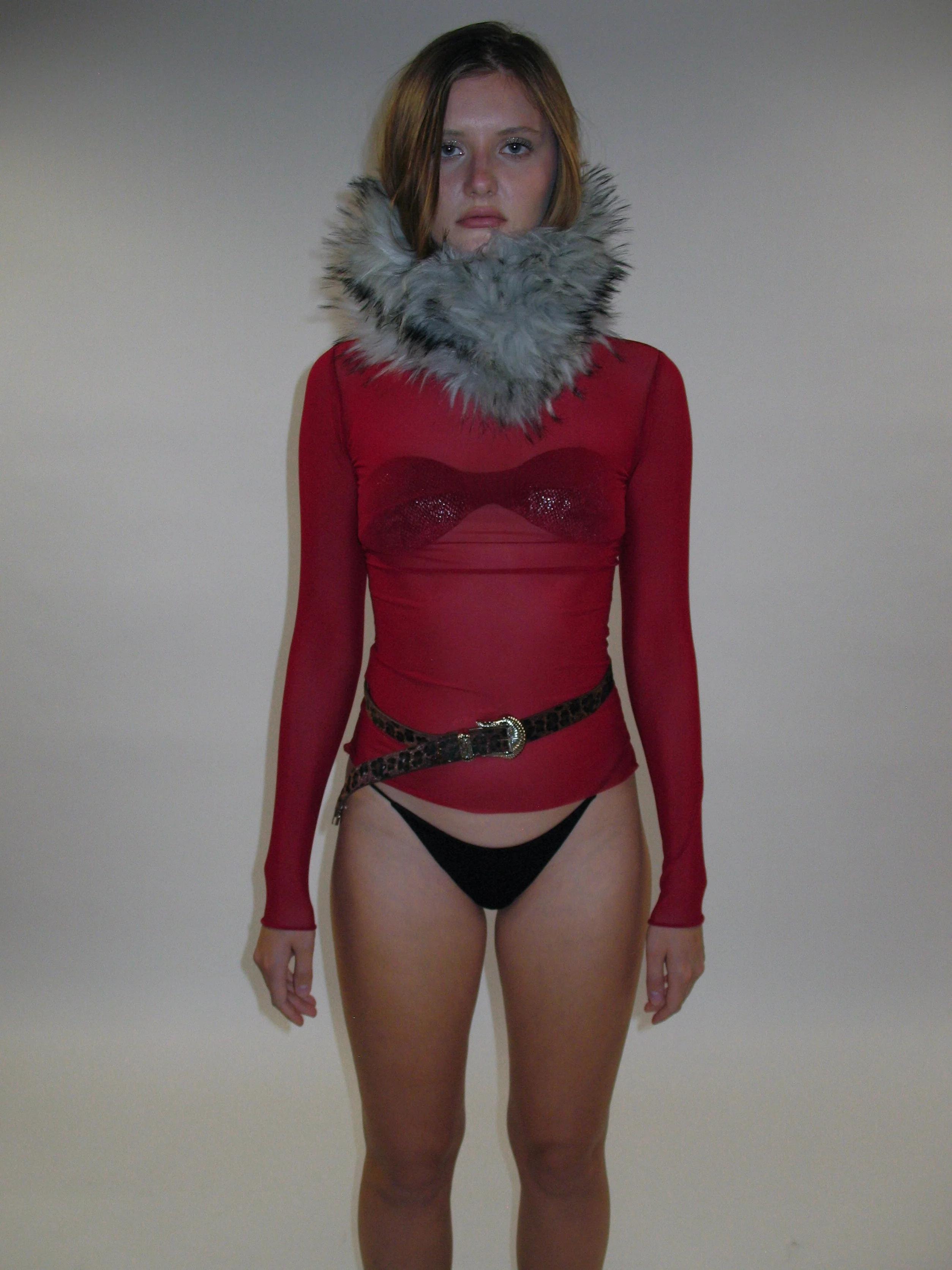 Gray Plush Faux Fur Neckwarmer - Image 6