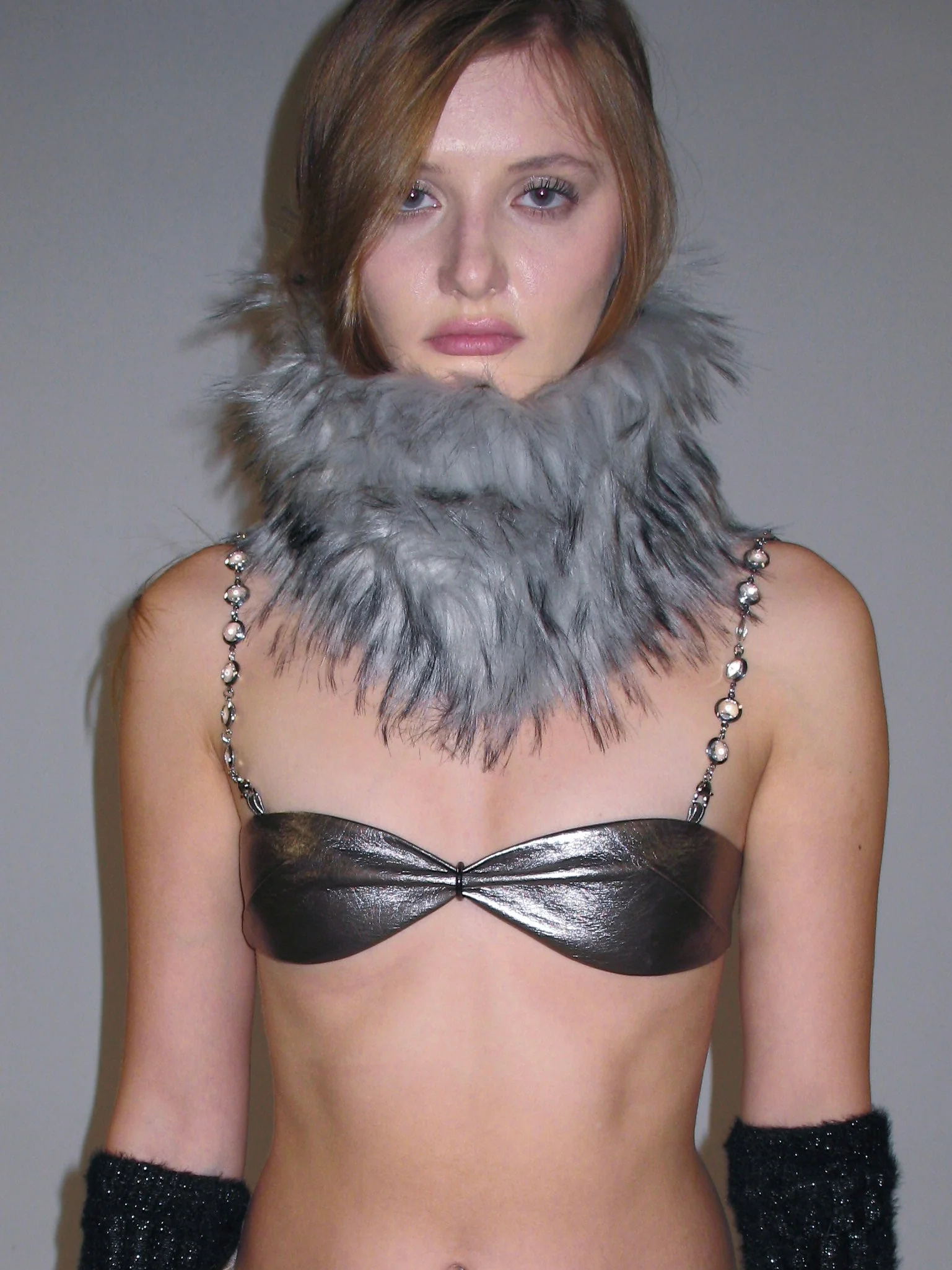 Gray Plush Faux Fur Neckwarmer - Image 9