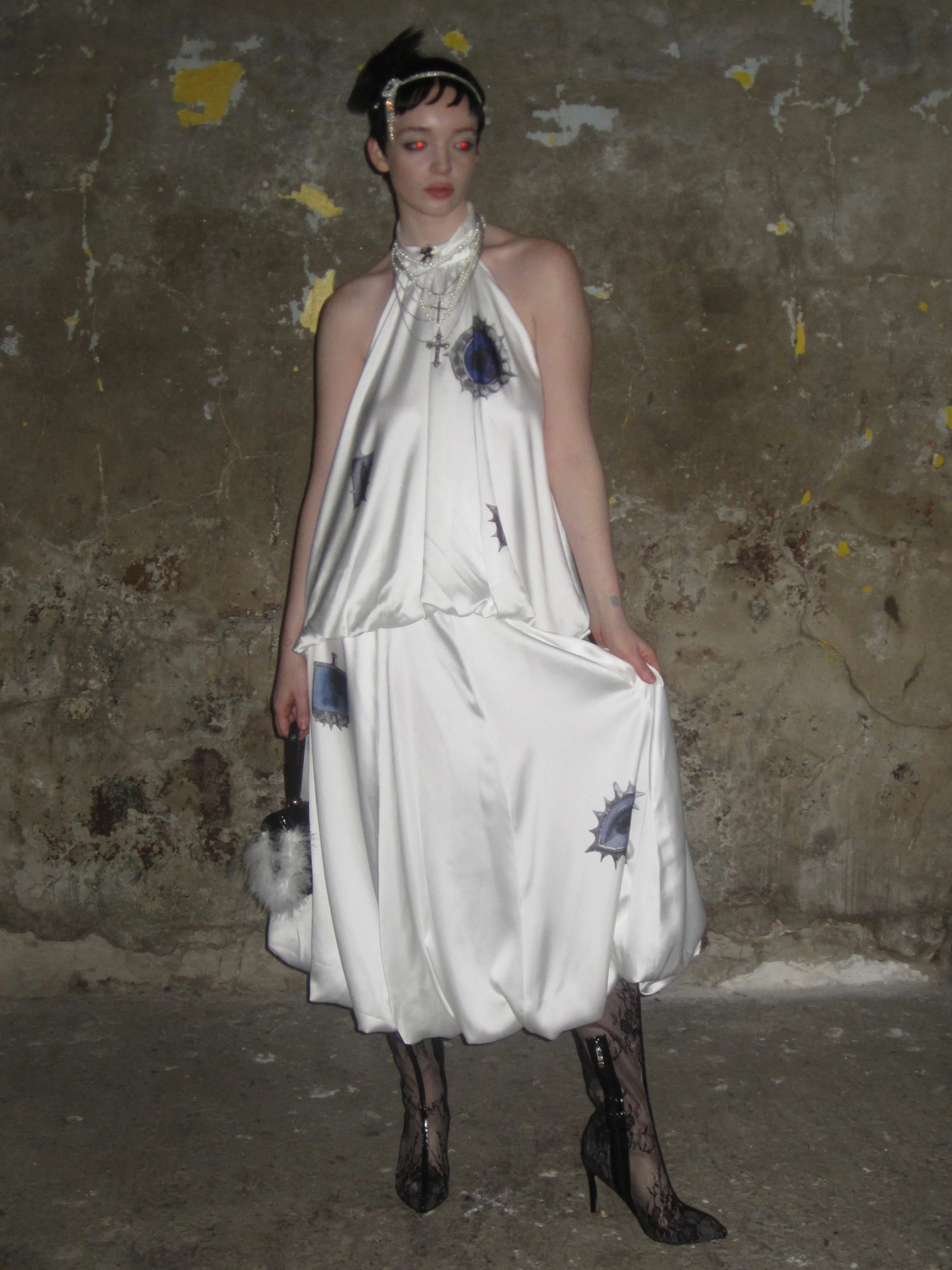 Halter-neck Printed Satin Top - Image 9
