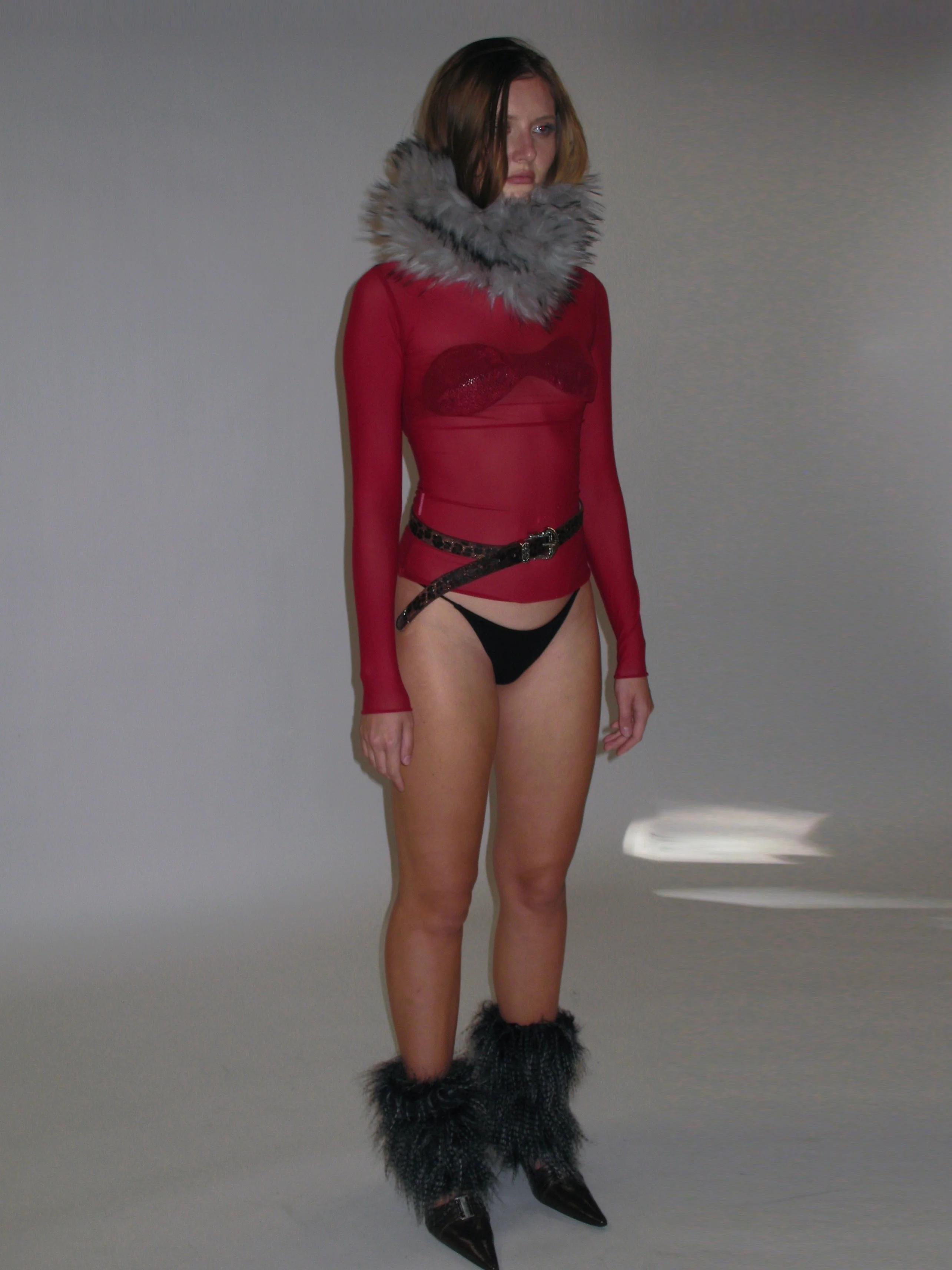 High Neck Mesh Wrap Top/ Red - Image 10