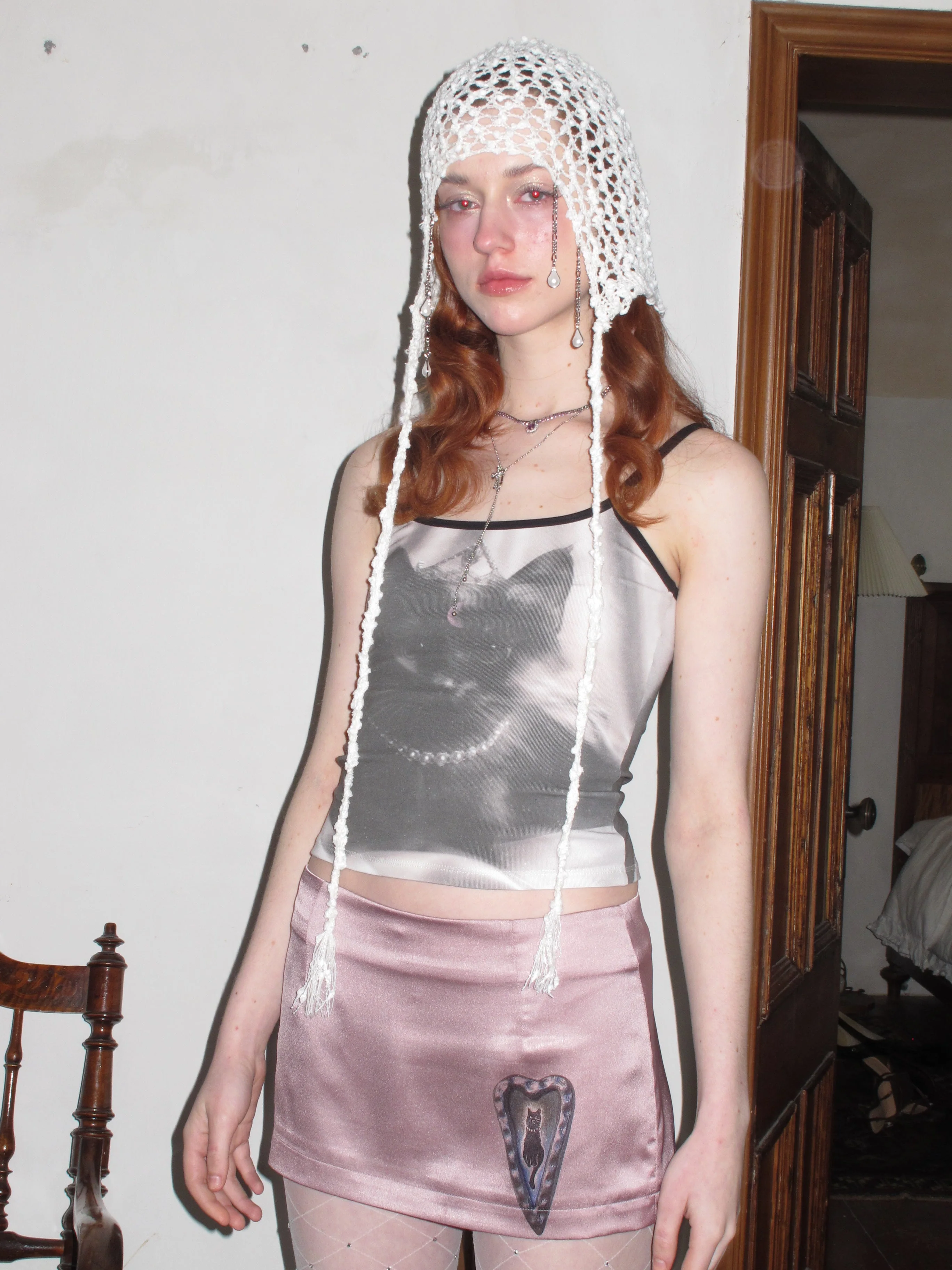 Hollow Knit Hat/Neck gaiter with Pendant - Image 6