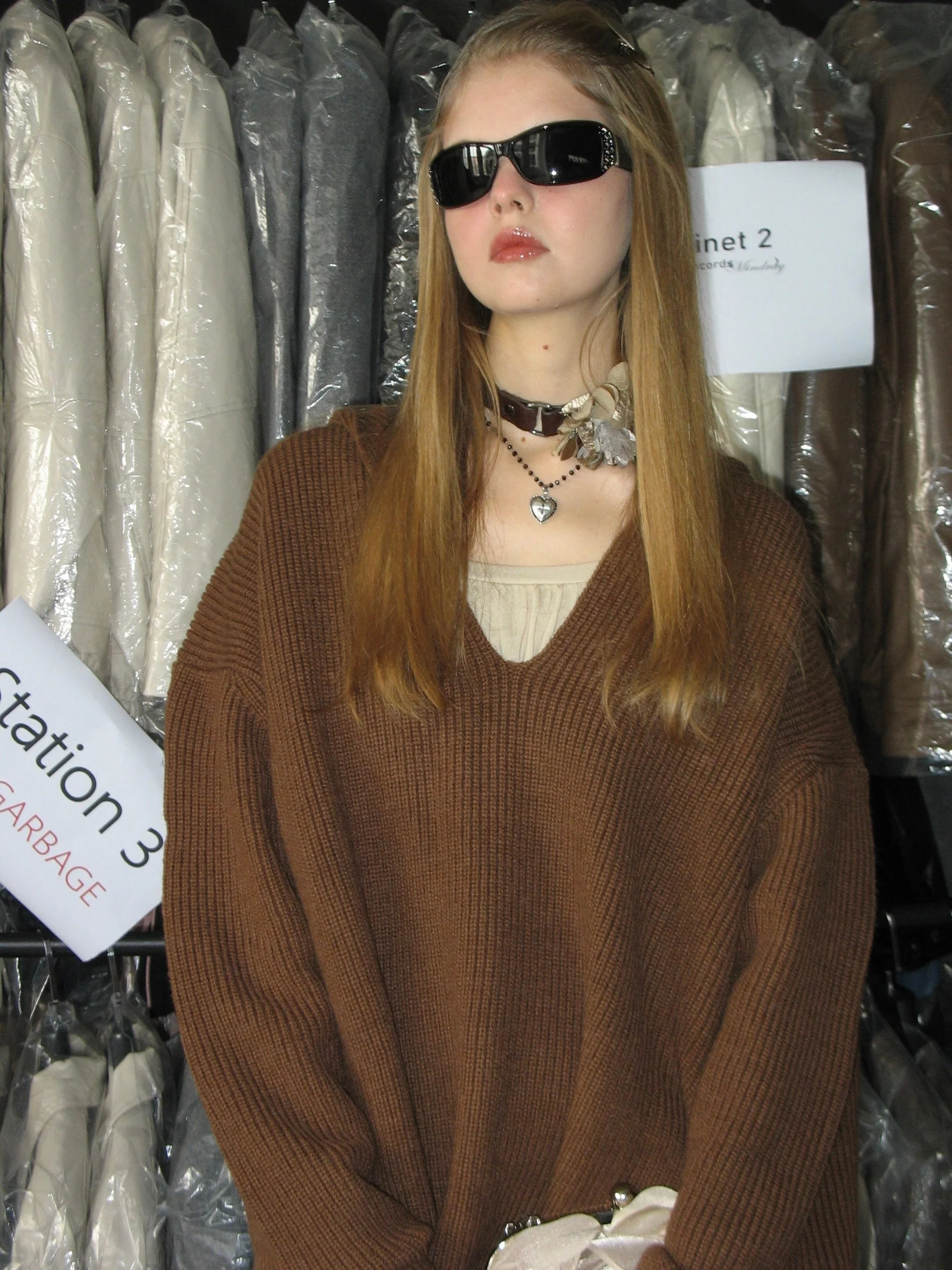 Brown Hooded V-Neck Sweater - Image 8
