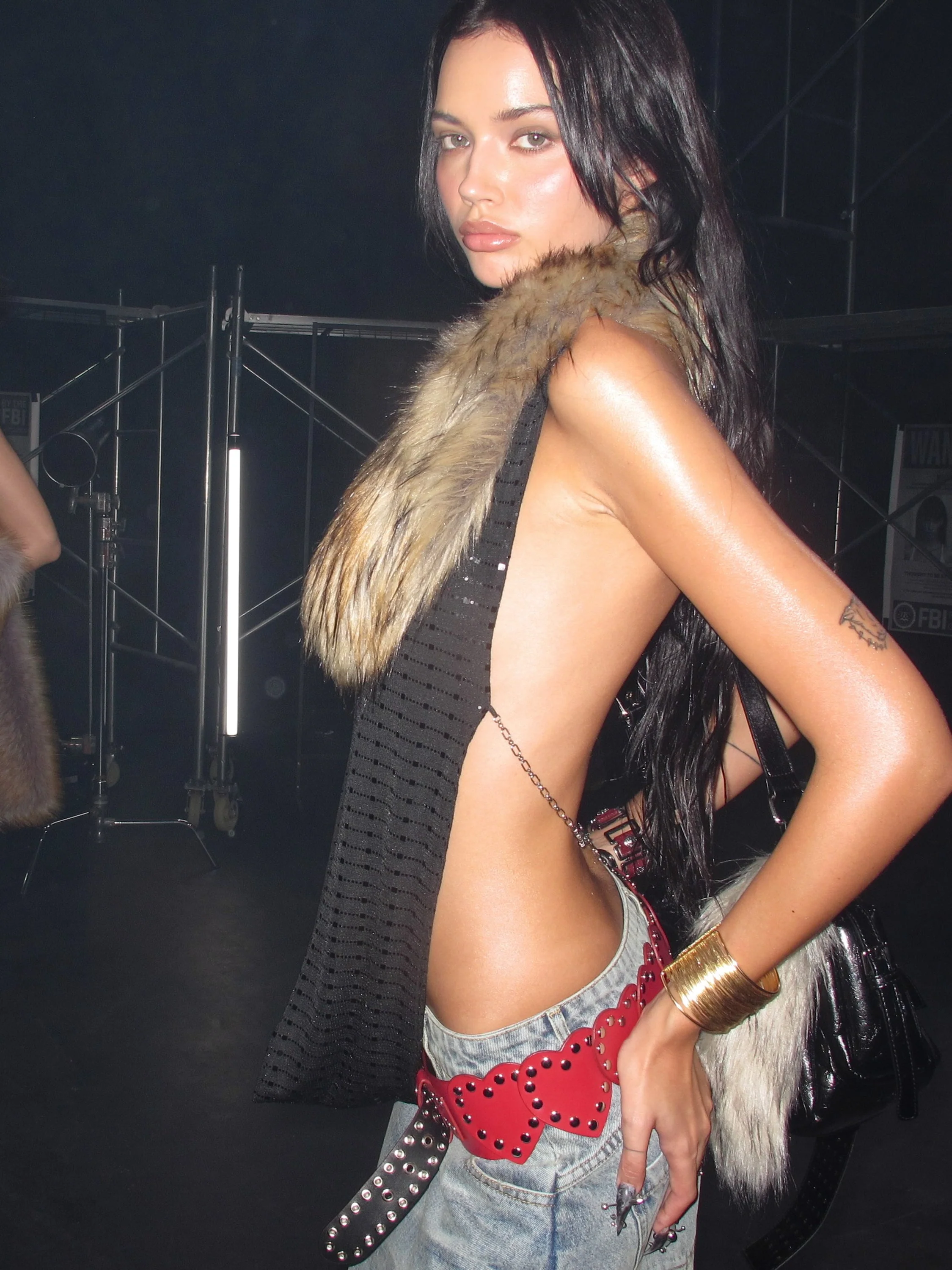 Hotline Halter Top with Detachable Faux Fur Collar - Image 11