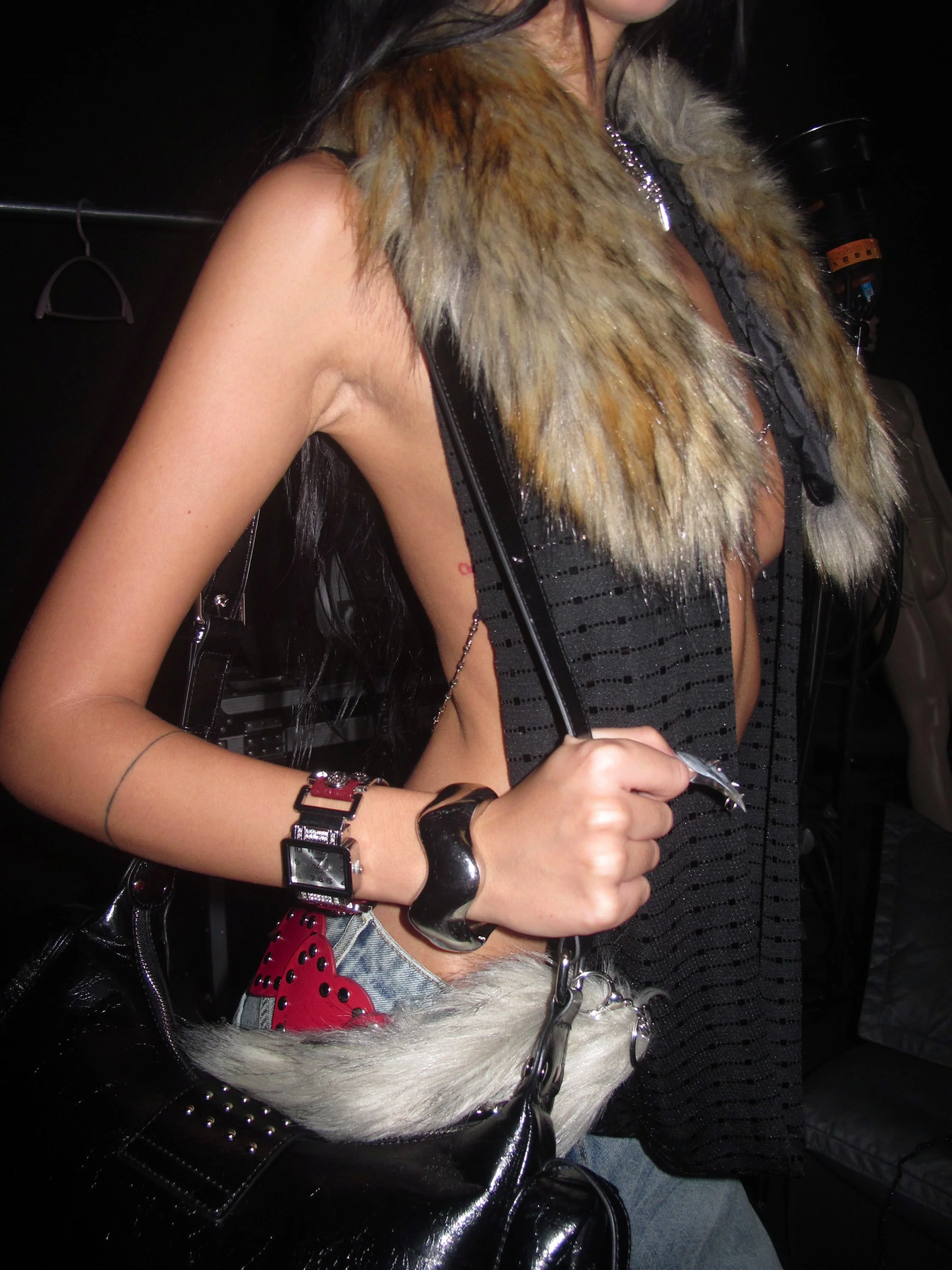 Hotline Halter Top with Detachable Faux Fur Collar - Image 13