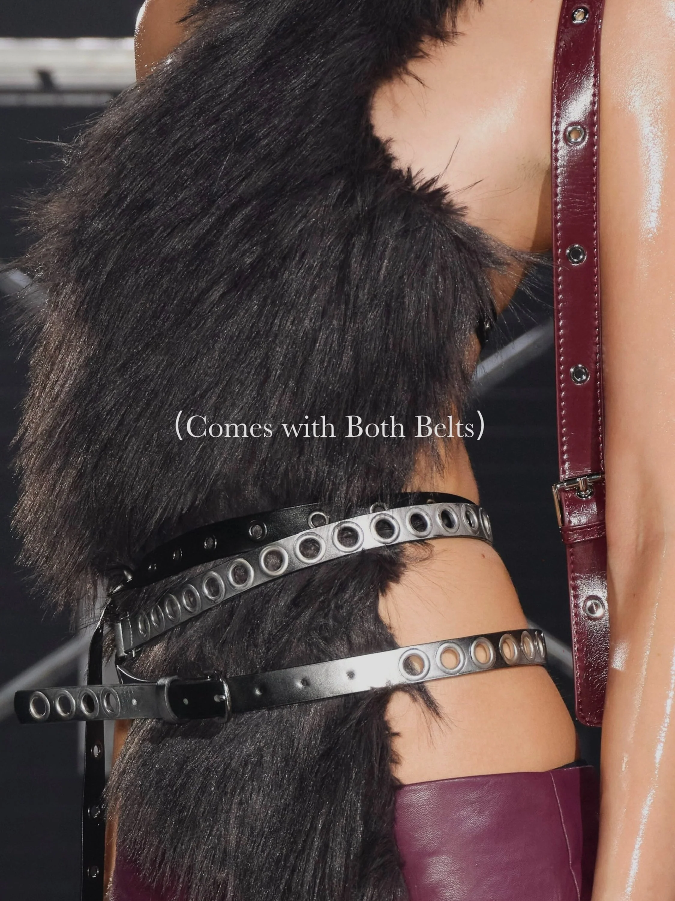 Lilith Faux Fur High Neck Top (With Belts) - Image 7