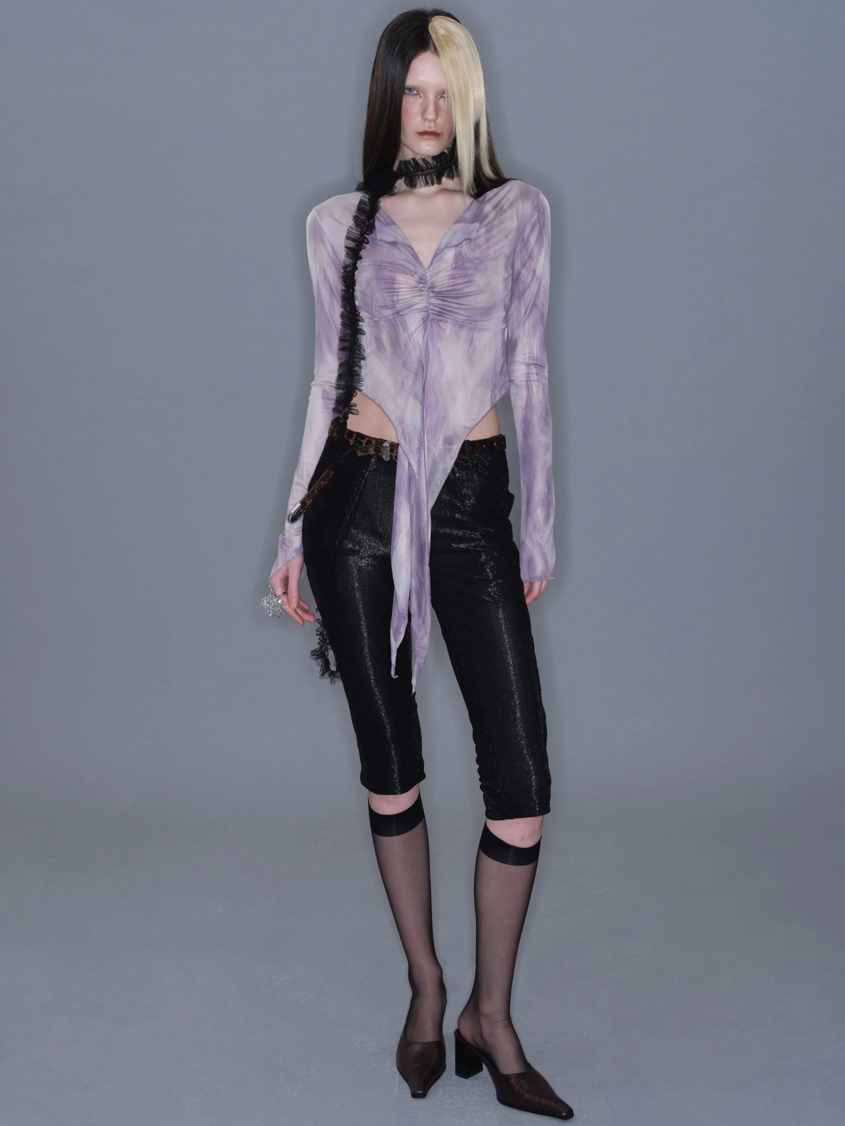 Metallic Mid-Length Shorts/ Black - Image 13