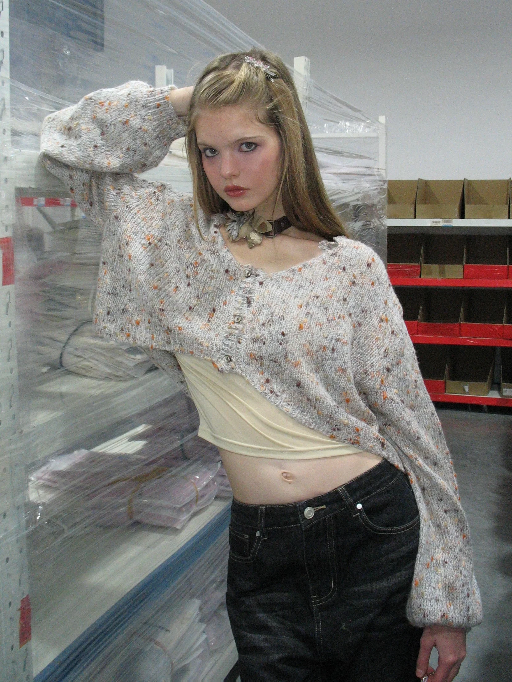 Multicolor Front Cropped Cardigan - Image 2
