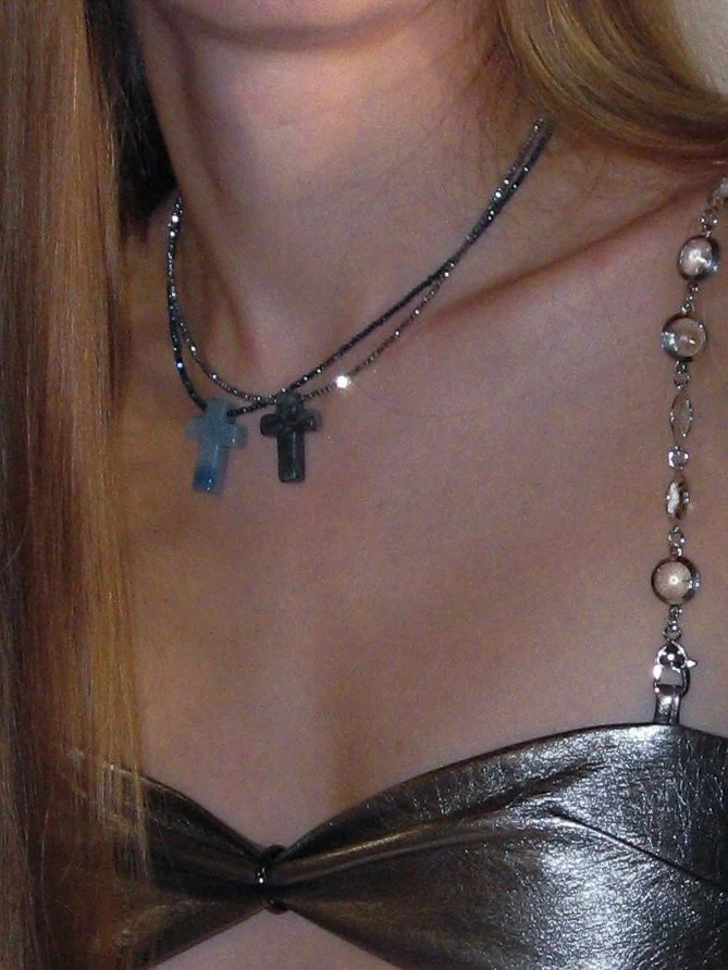 Multicolor Stone Cross Necklace - Image 3