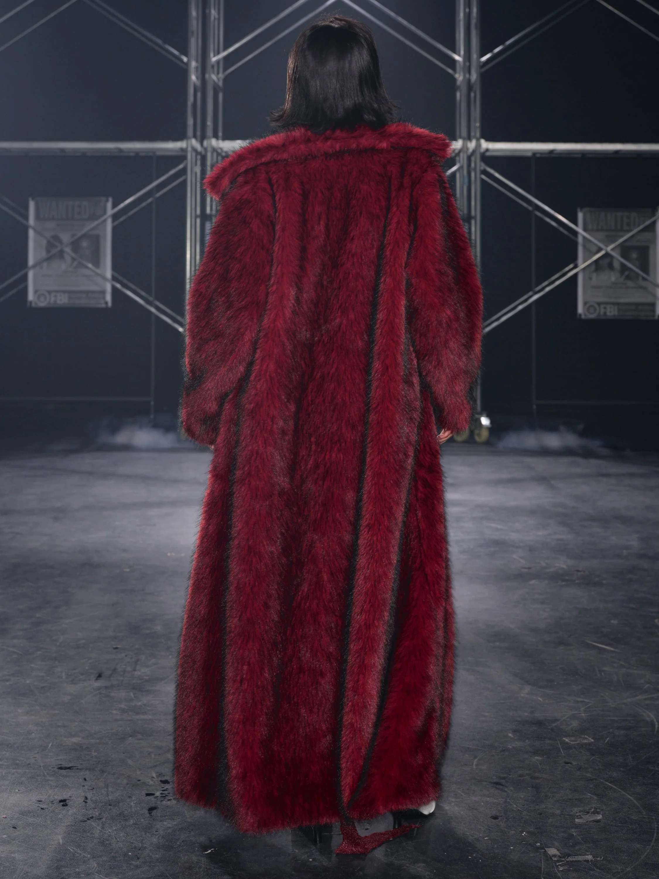 Nyra Oversized Faux Fur Coat Red - Image 6