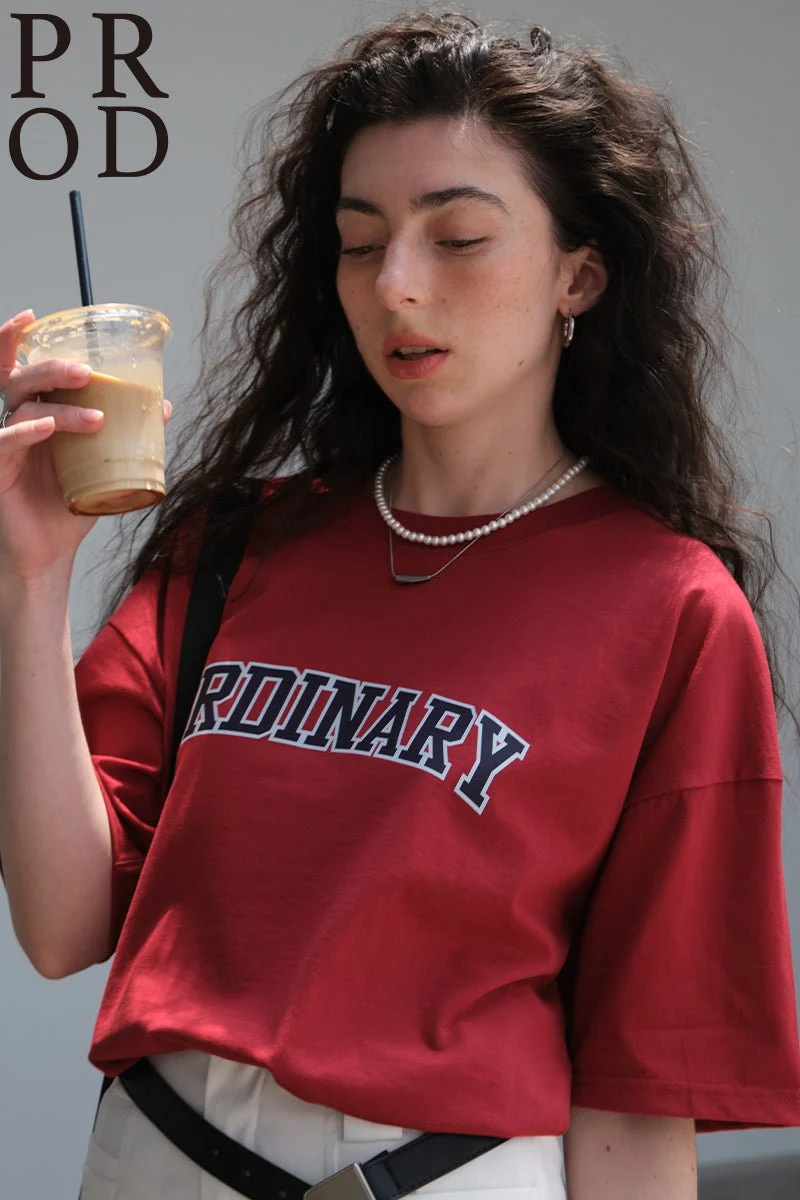 Ordinary Oversized Short Sleeve T-Shirt / Red - Image 3