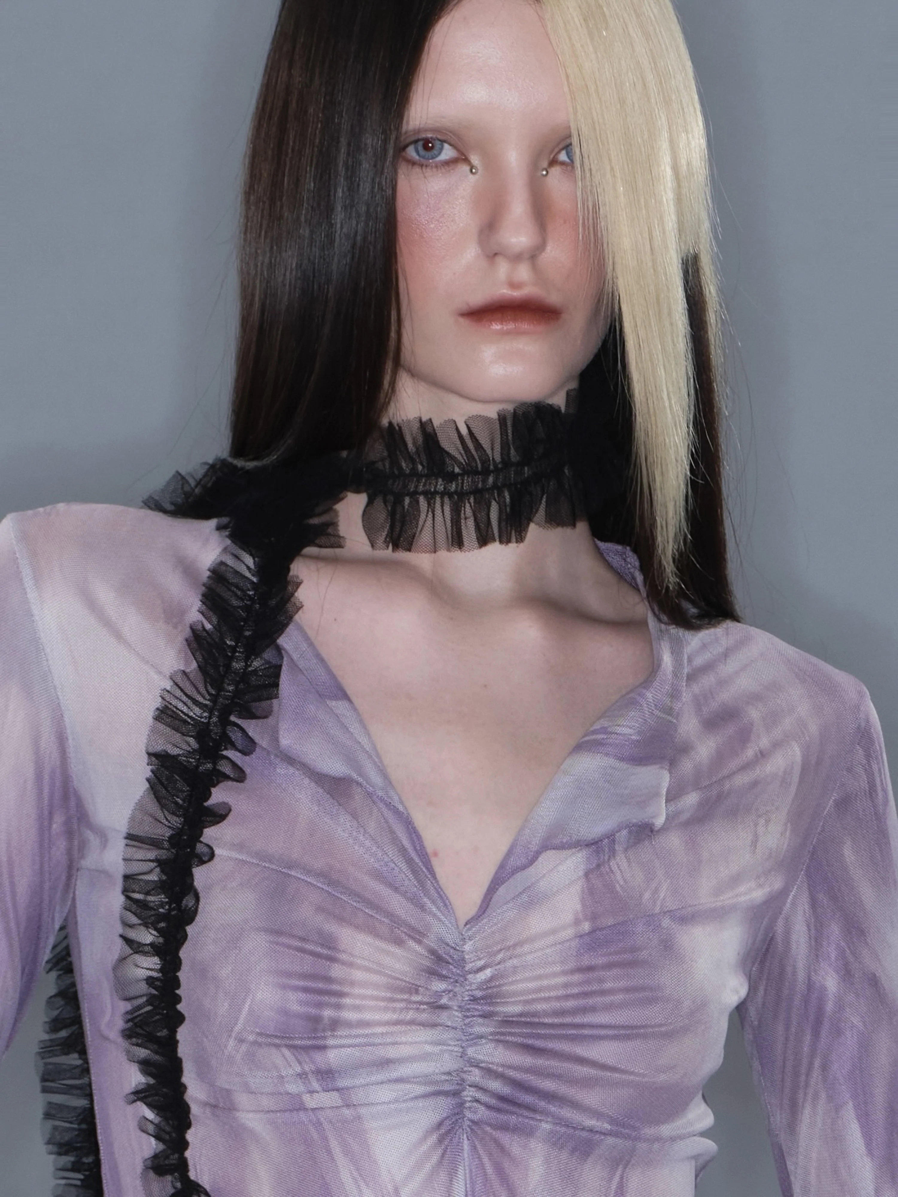 Petal Sheer Mesh Tie Top - Image 6