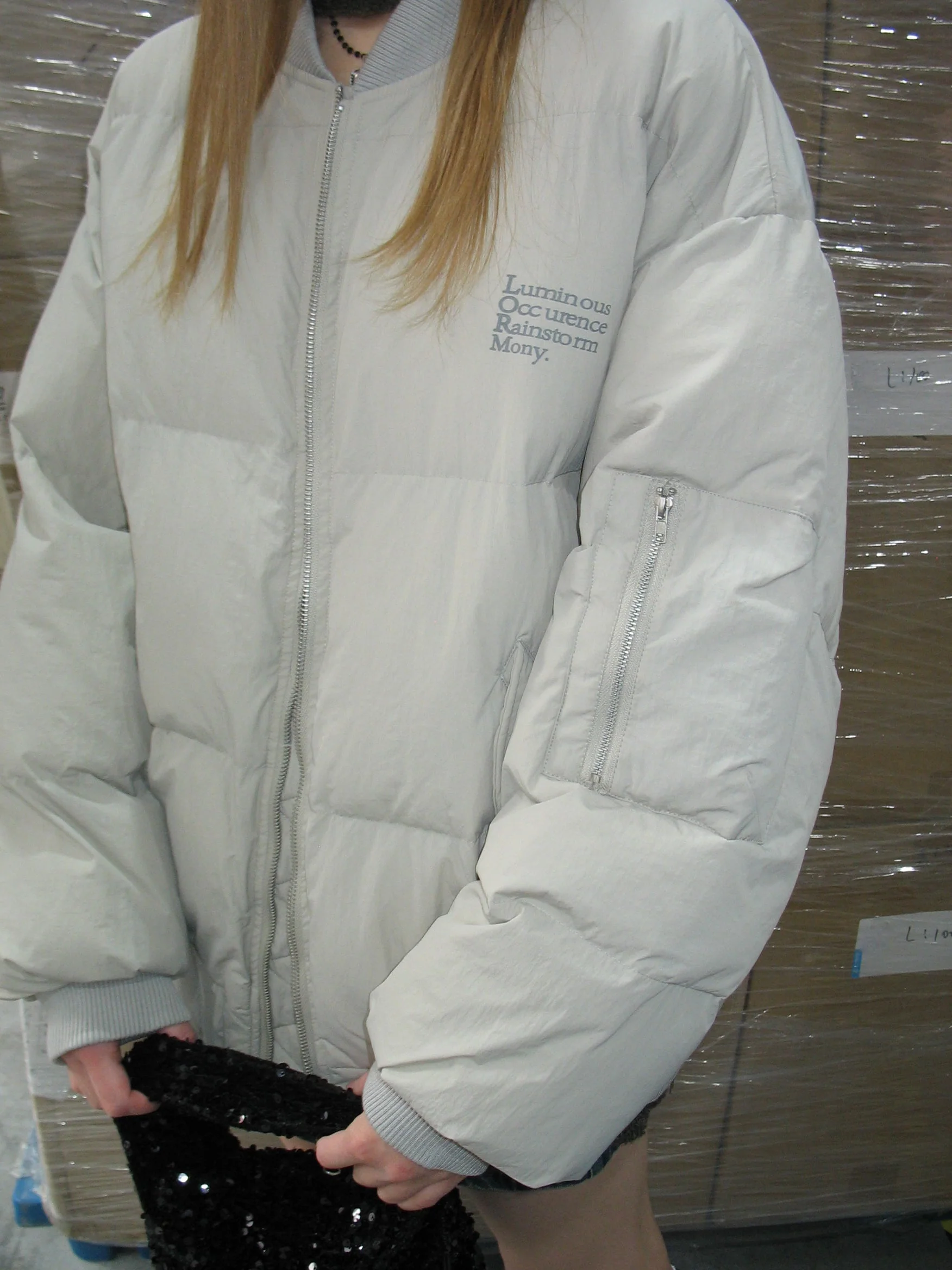 Light Gray Puffer Jacket - Image 3