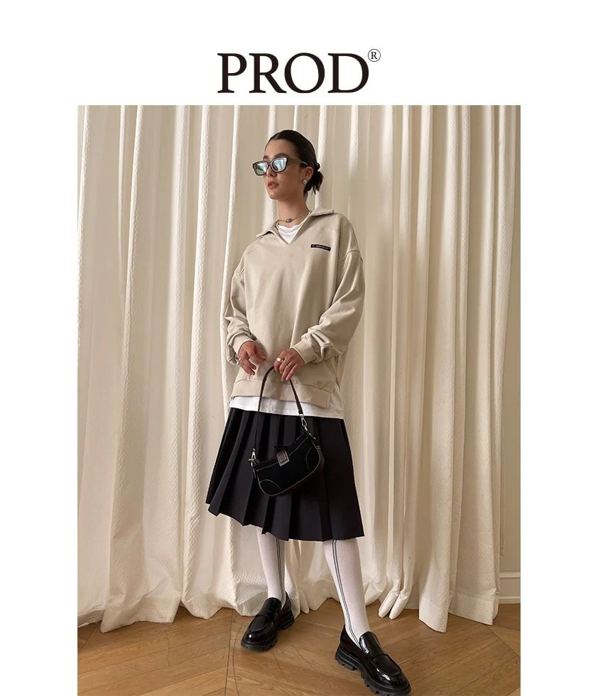 Regular Fit Collared Jumper / Beige - Image 5