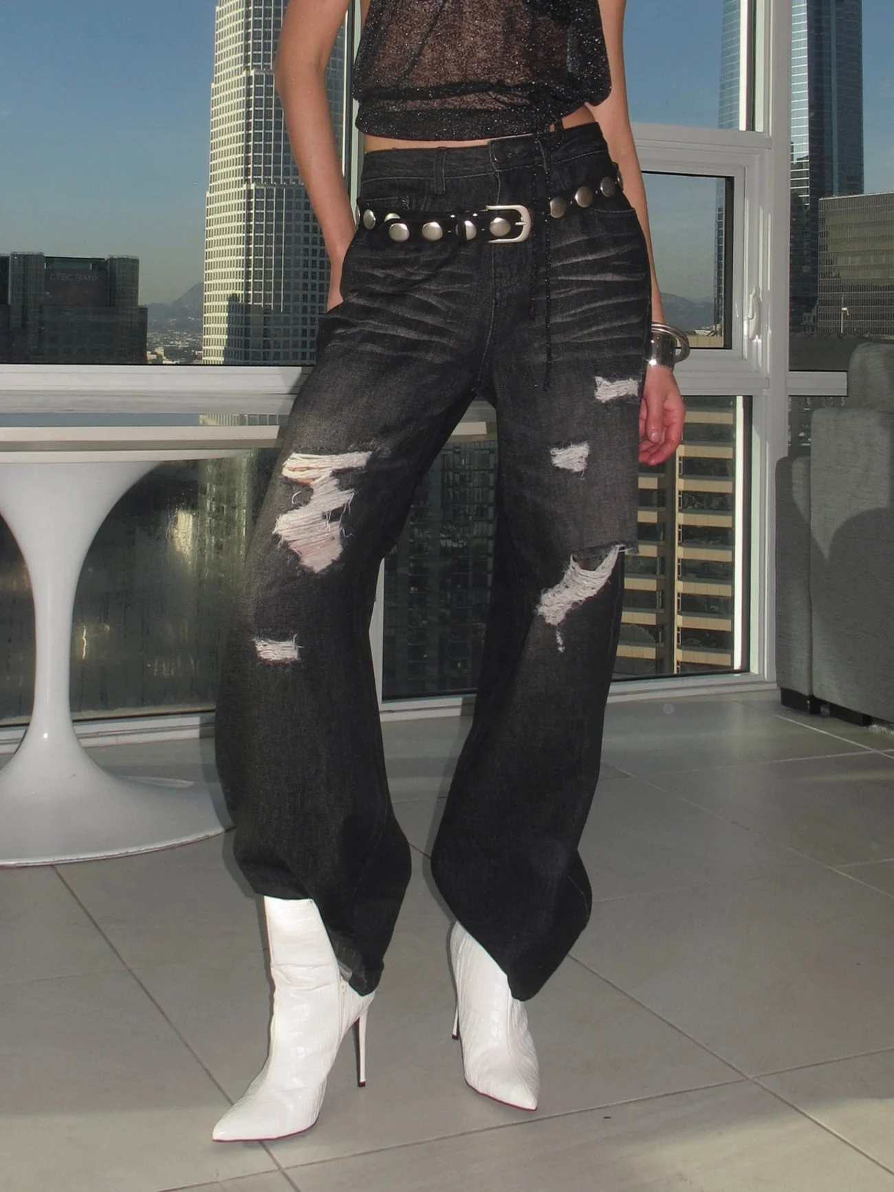 Rocker Distressed Baggy Jeans - Image 5