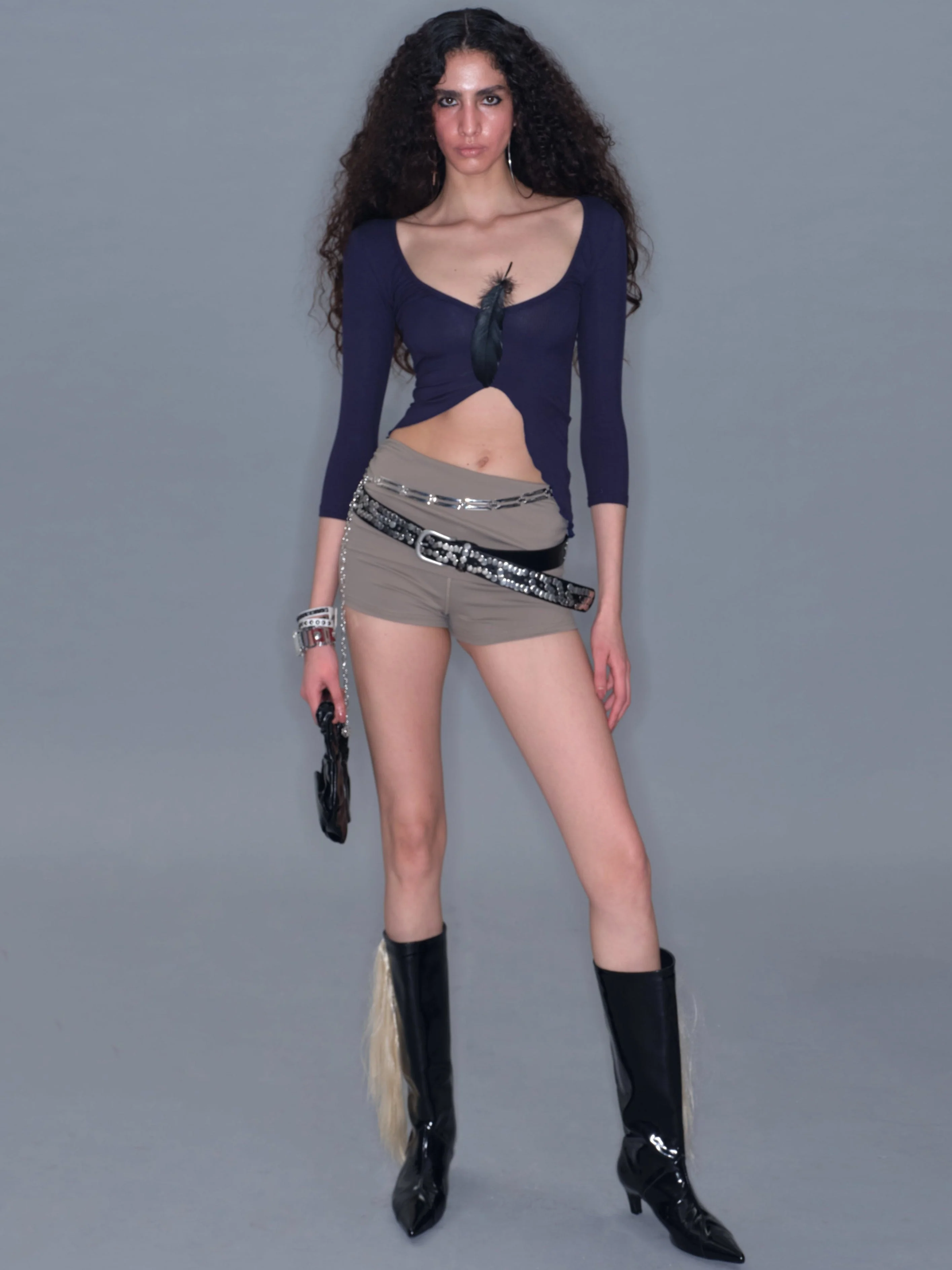 Ruched Fitted Backless Basic Long-sleeve - Image 6