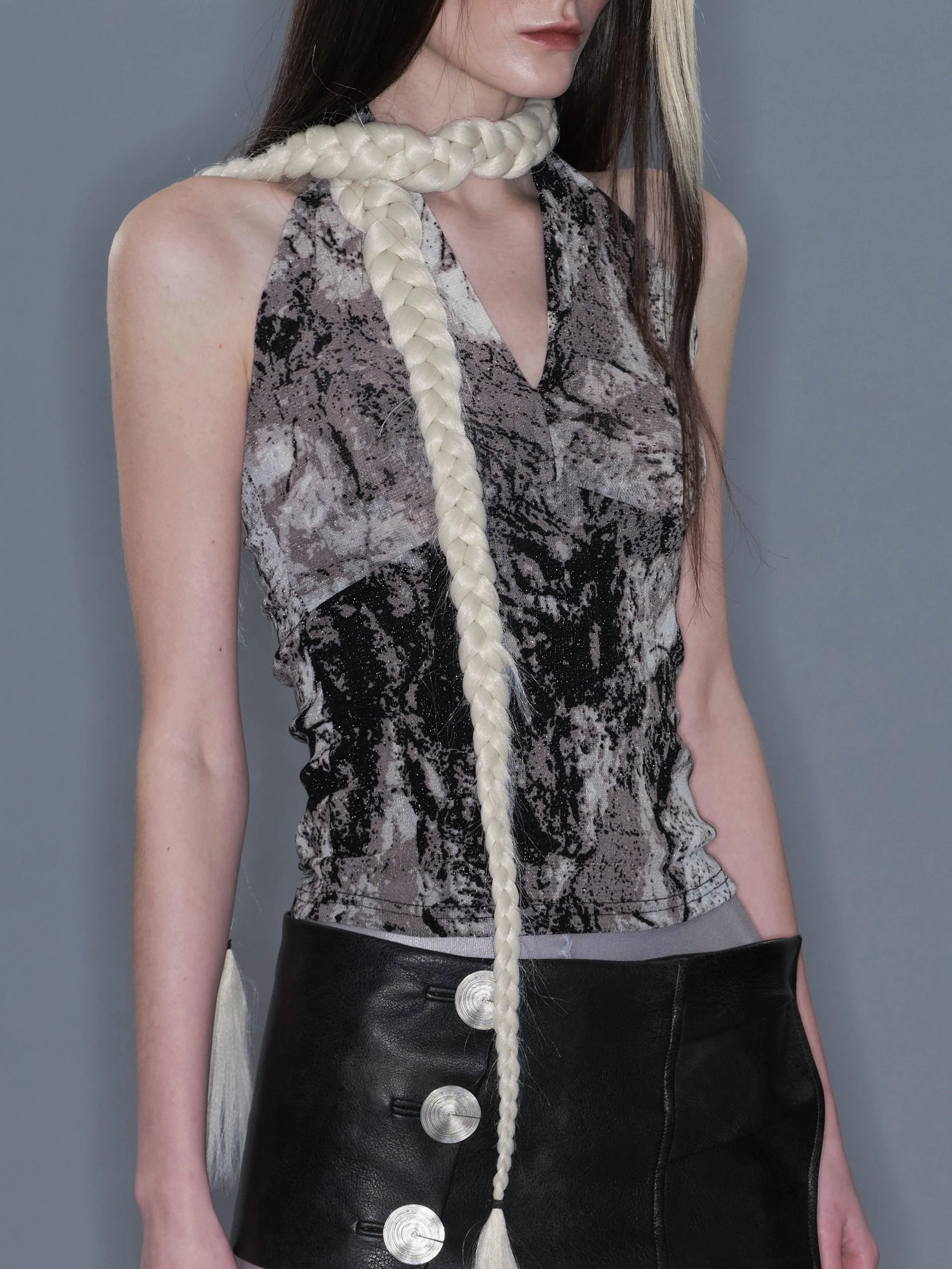 Shiny Thread Halter Printed Tank - Image 2