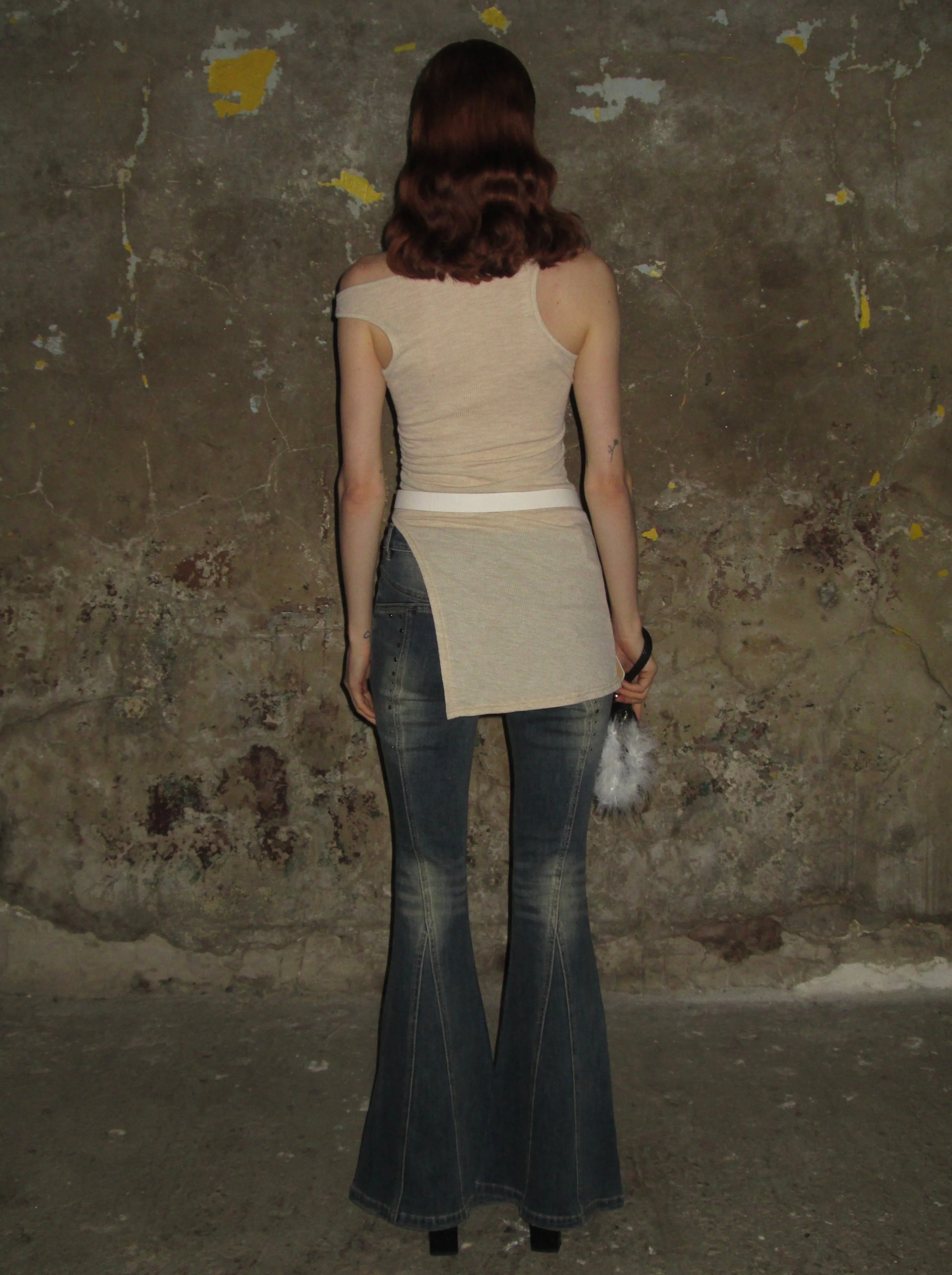 Solid Color Asymmetric Neckline Dress/Top - Image 4