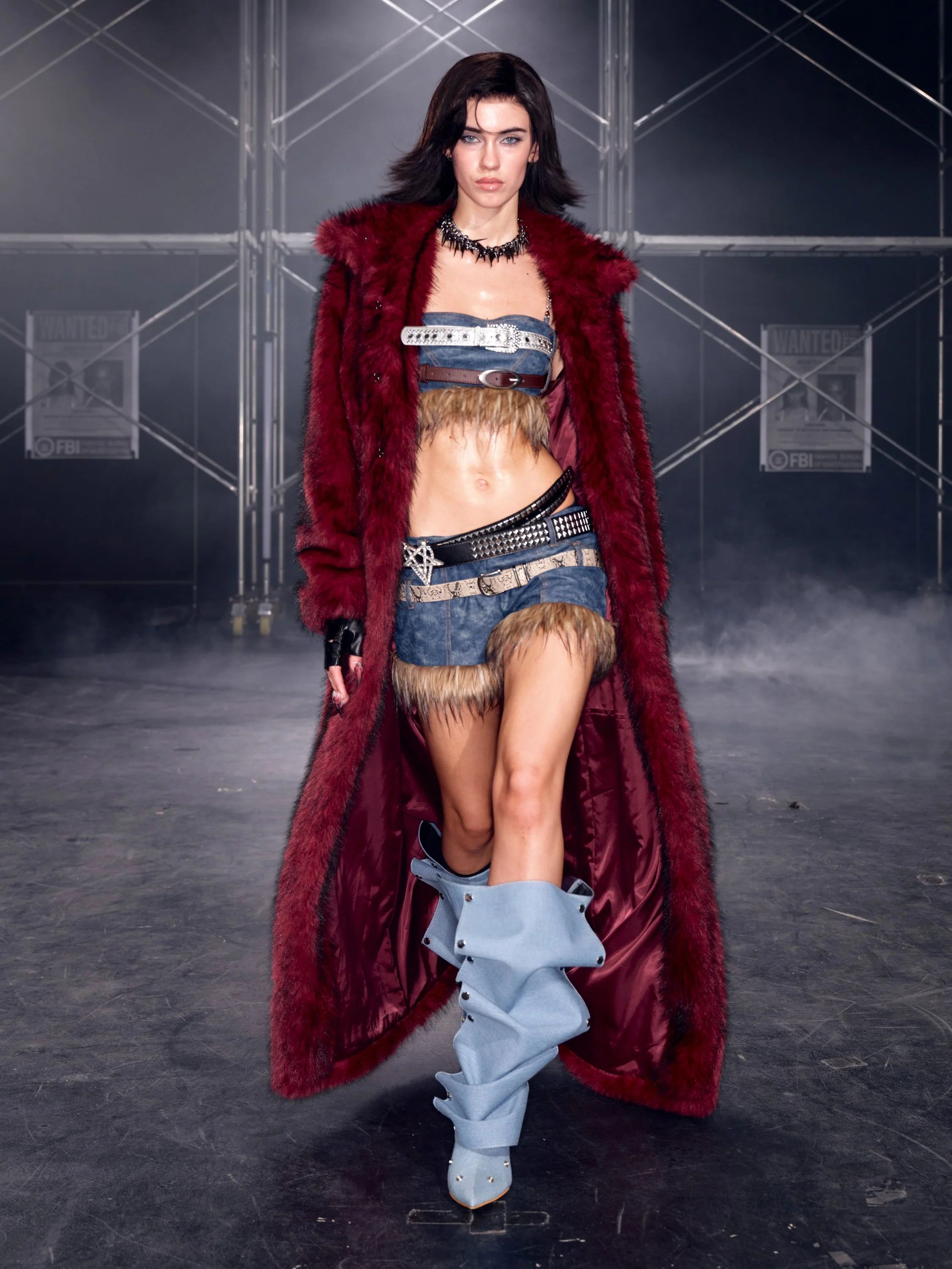 Thea Faux Fur Shorts Blue - Image 5